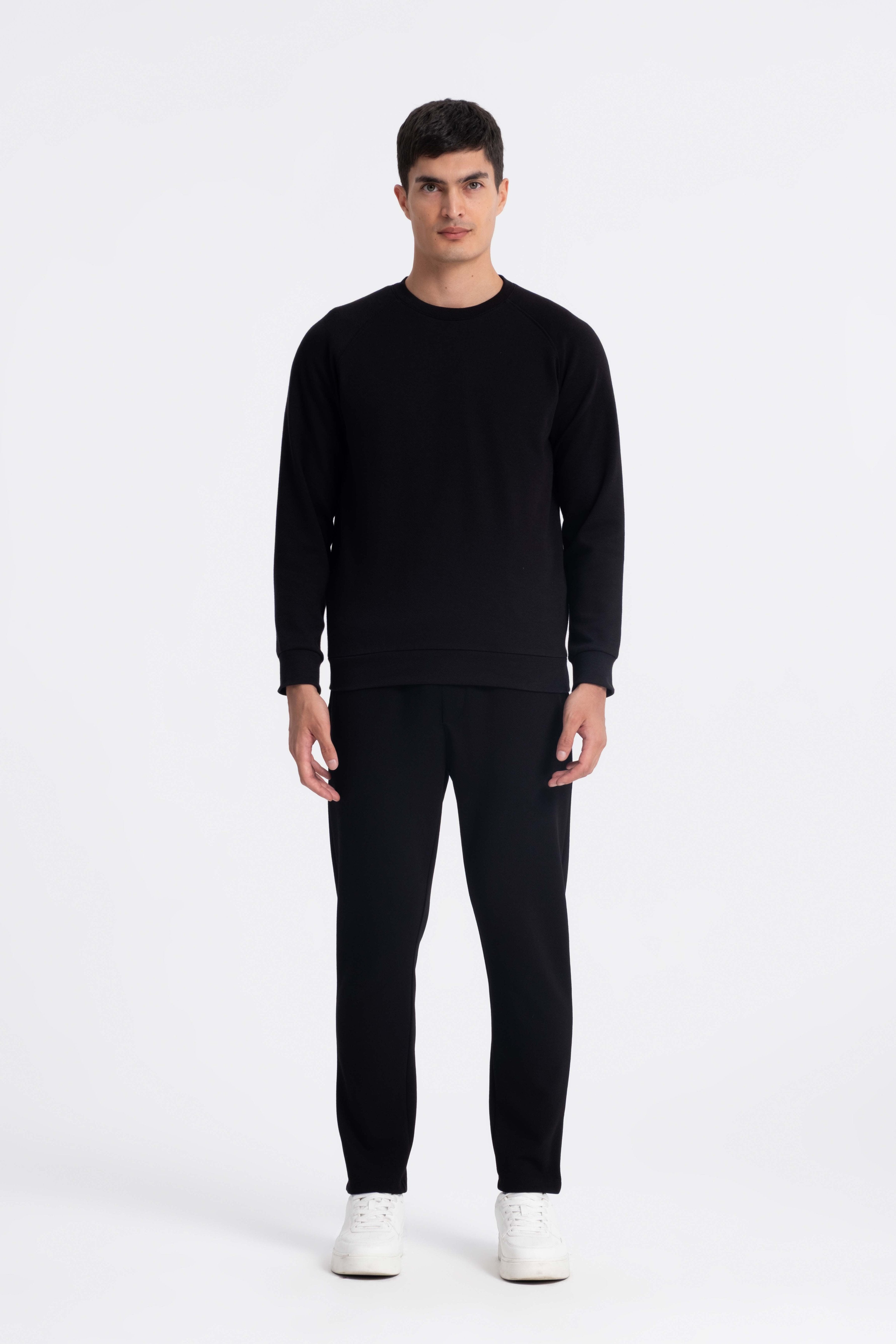 9522 JS 0 YAKA REGLAN KOL DİYAGONEL SWEAT -WS - Color: SİYAH