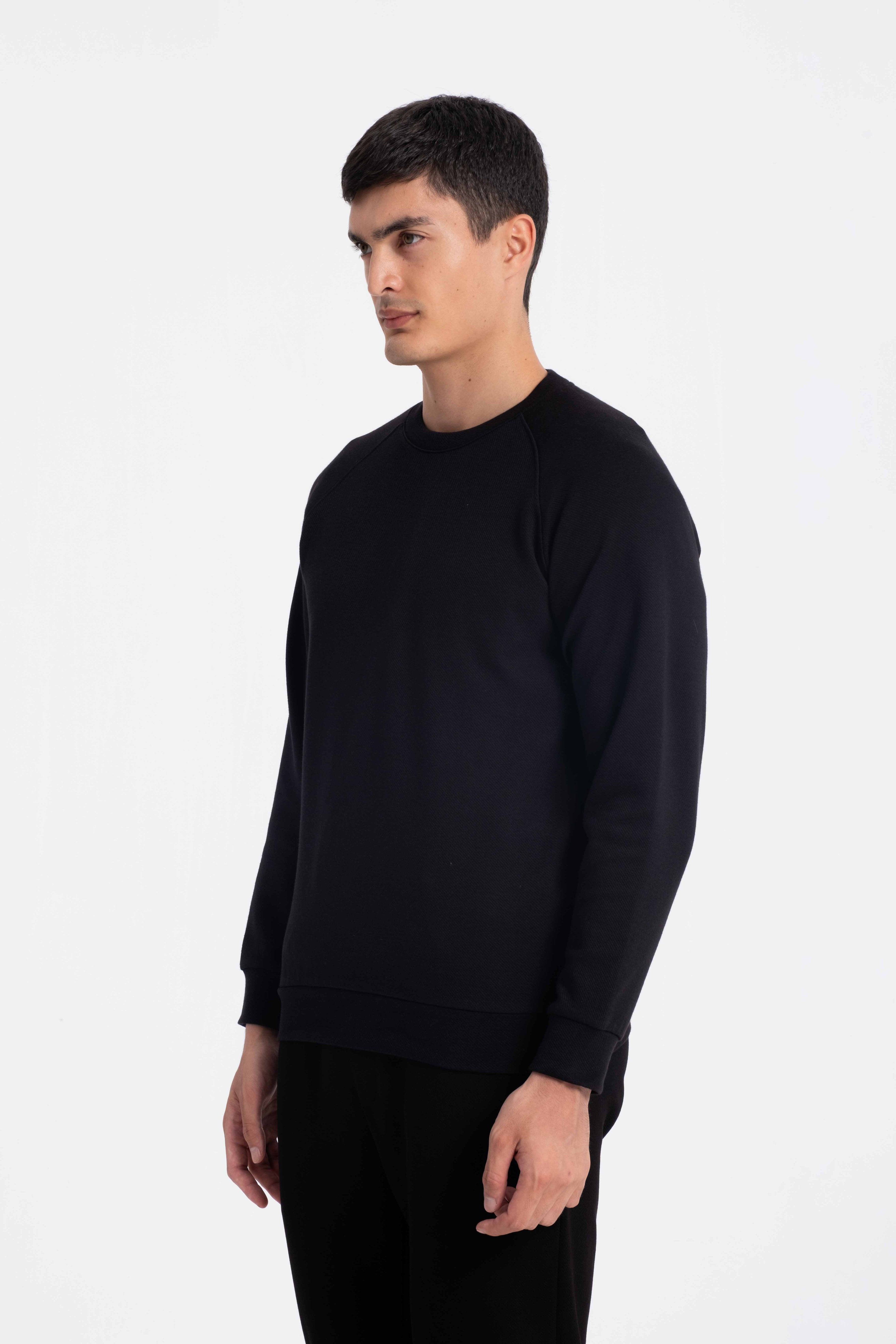 9522 JS 0 YAKA REGLAN KOL DİYAGONEL SWEAT -WS - Color: SİYAH