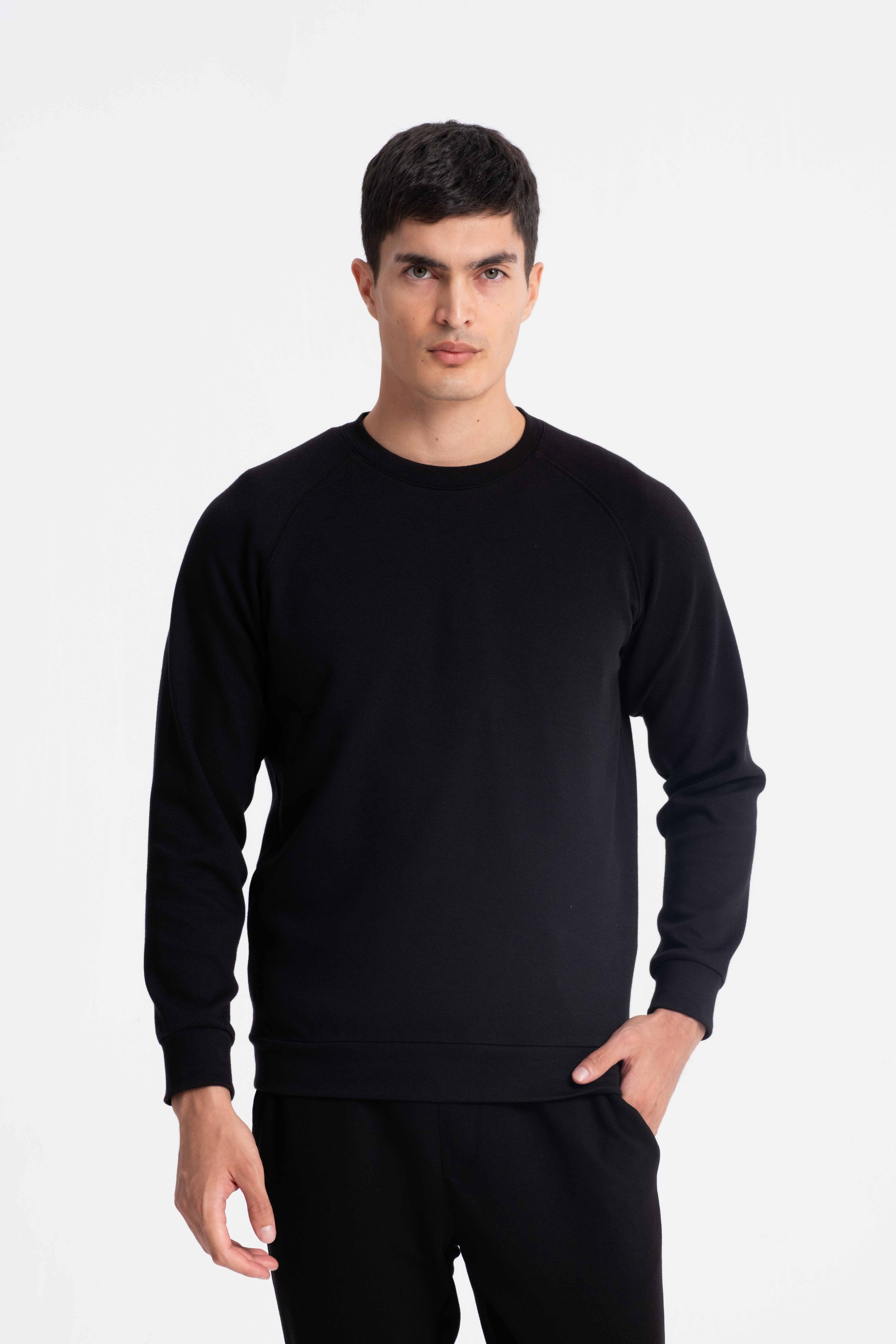 9522 JS 0 YAKA REGLAN KOL DİYAGONEL SWEAT -R - Color: SİYAH