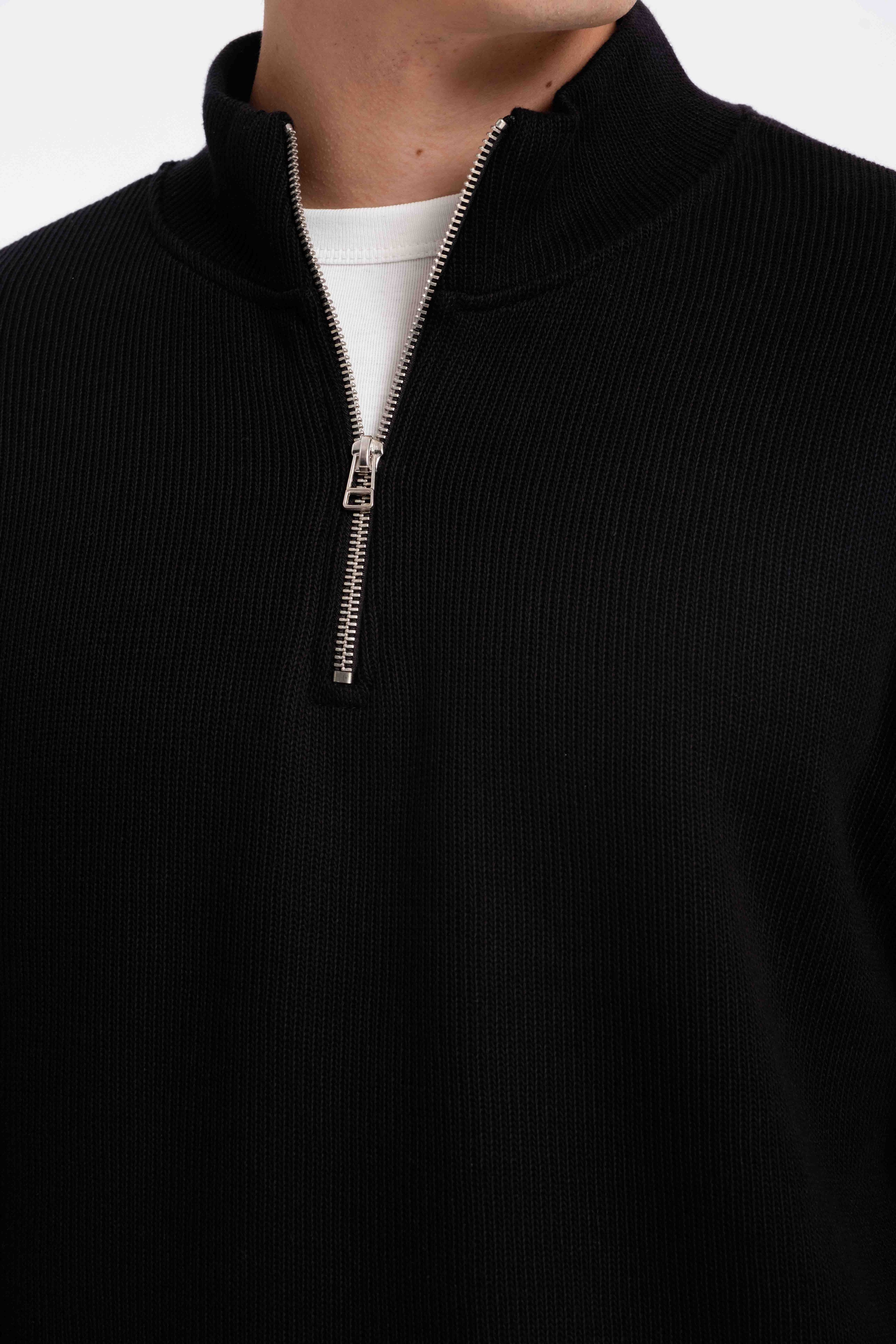 9551 JS DİK YAKA GİPELİ SELANİK SWEAT -R - Color: SİYAH