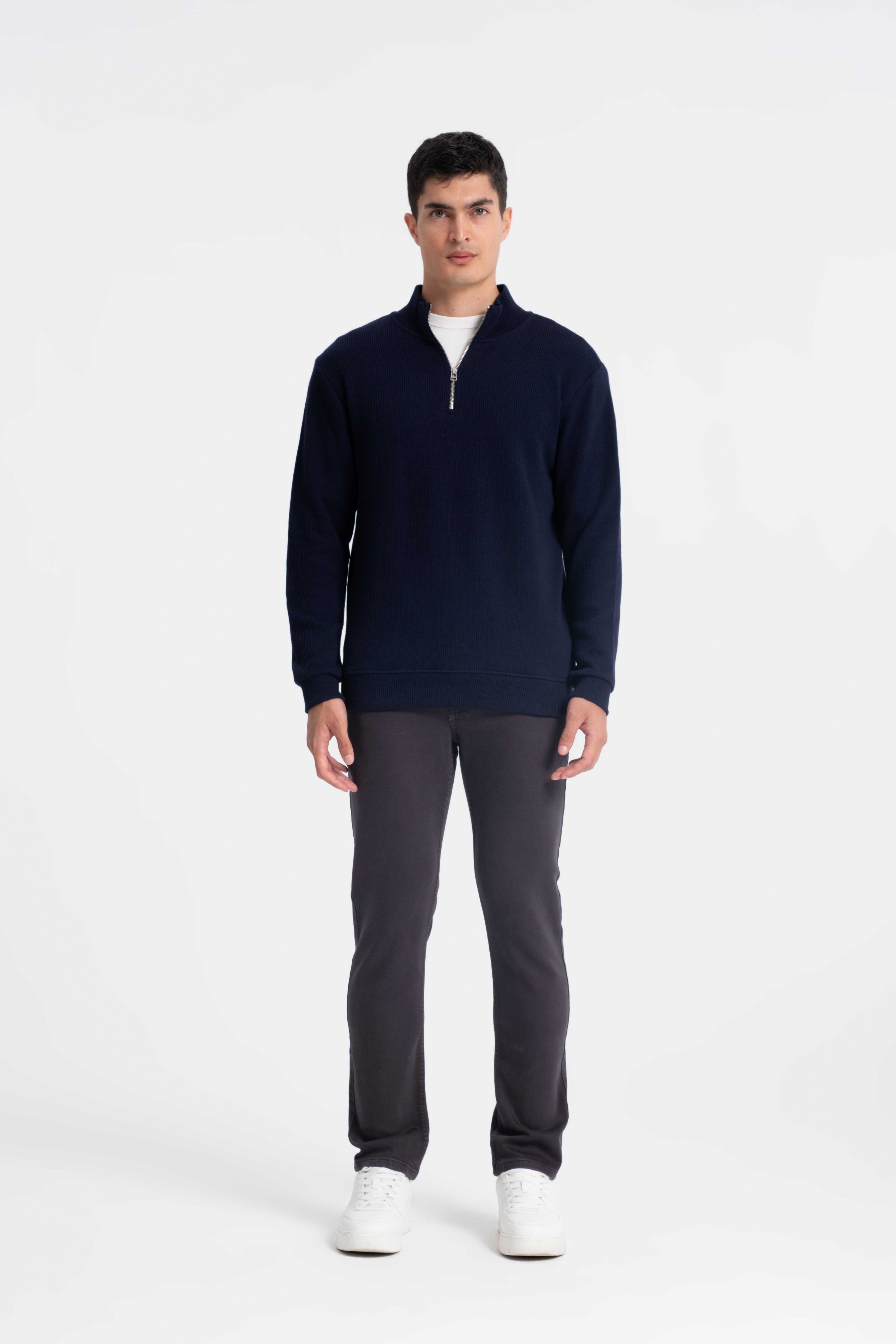 9551 JS DİK YAKA GİPELİ SELANİK SWEAT -R - Color: LACİVERT