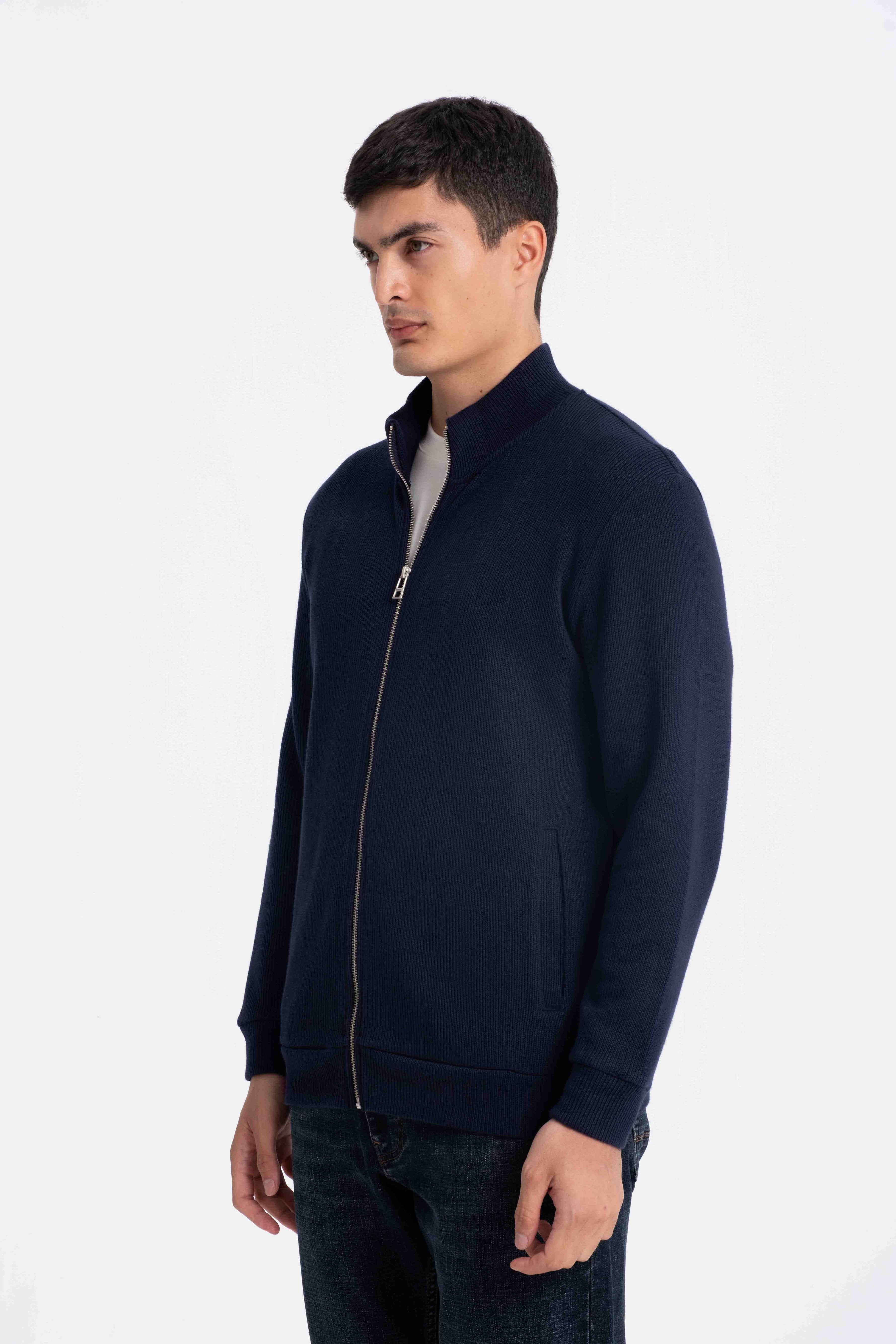 9552 JS DİK YAKA GİPELİ SELANİK HIRKA -R - Color: LACİVERT