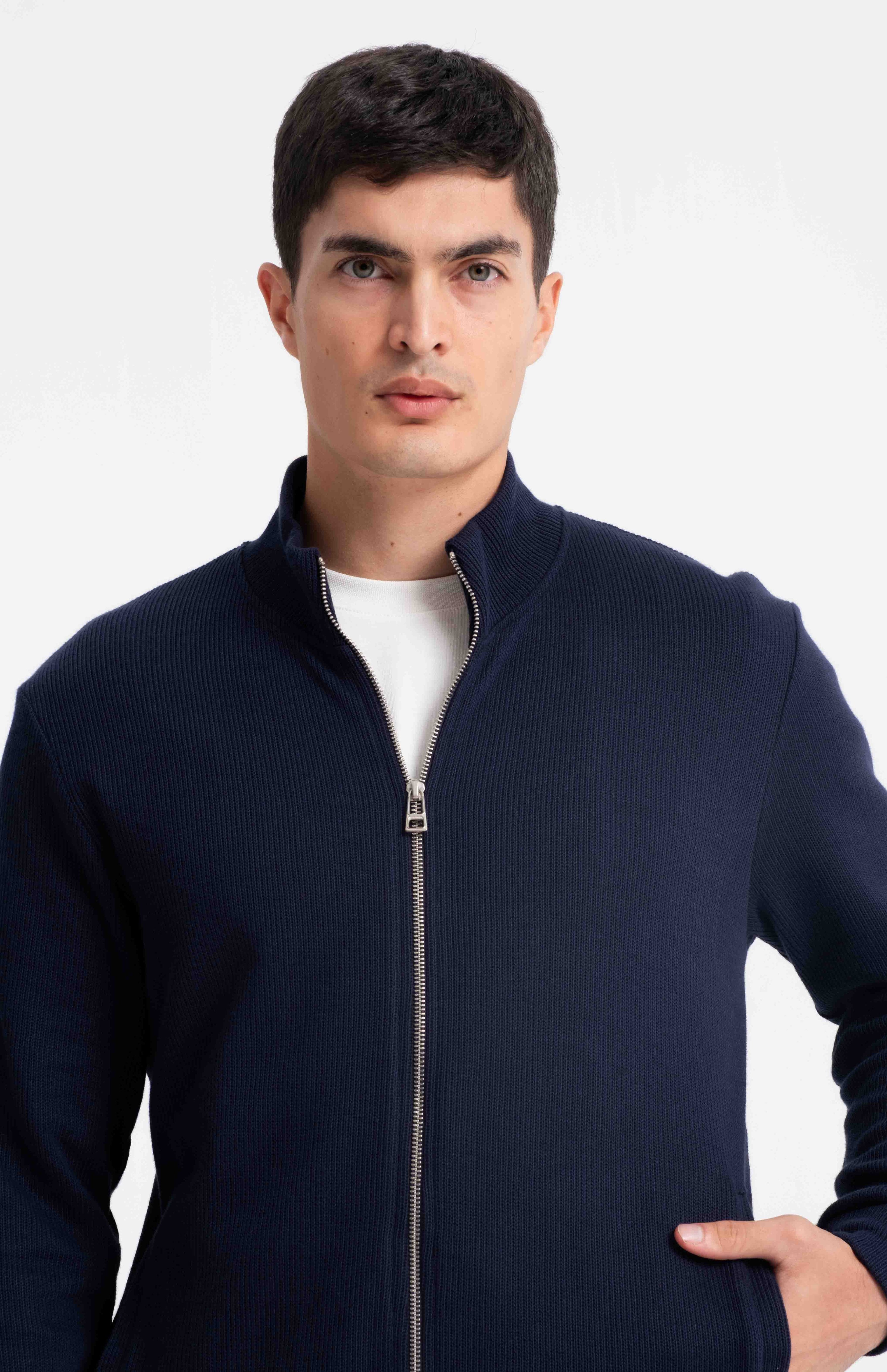 9552 JS DİK YAKA GİPELİ SELANİK HIRKA -R - Color: LACİVERT