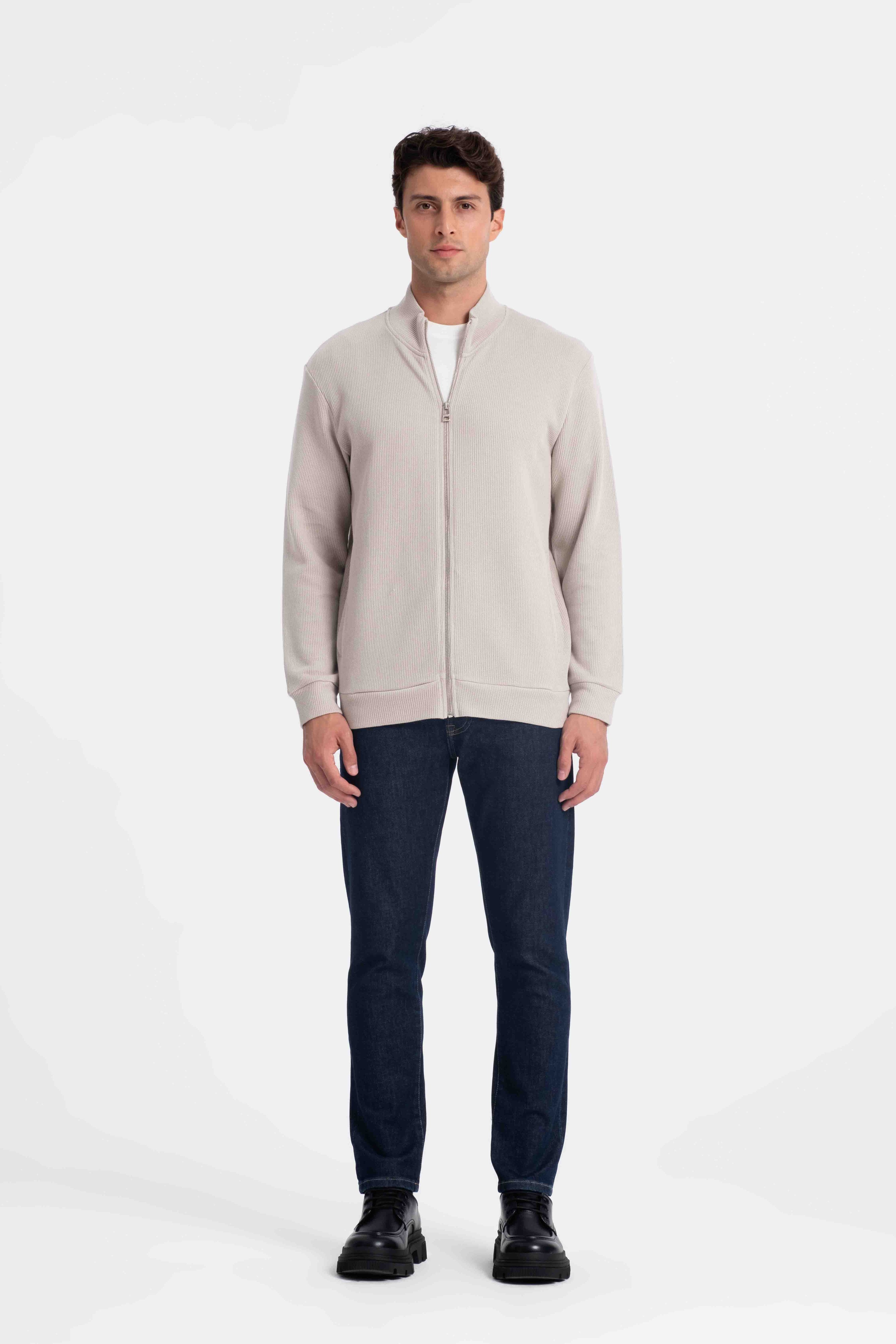 9552 JS DİK YAKA GİPELİ SELANİK HIRKA -R - Color: TAŞ