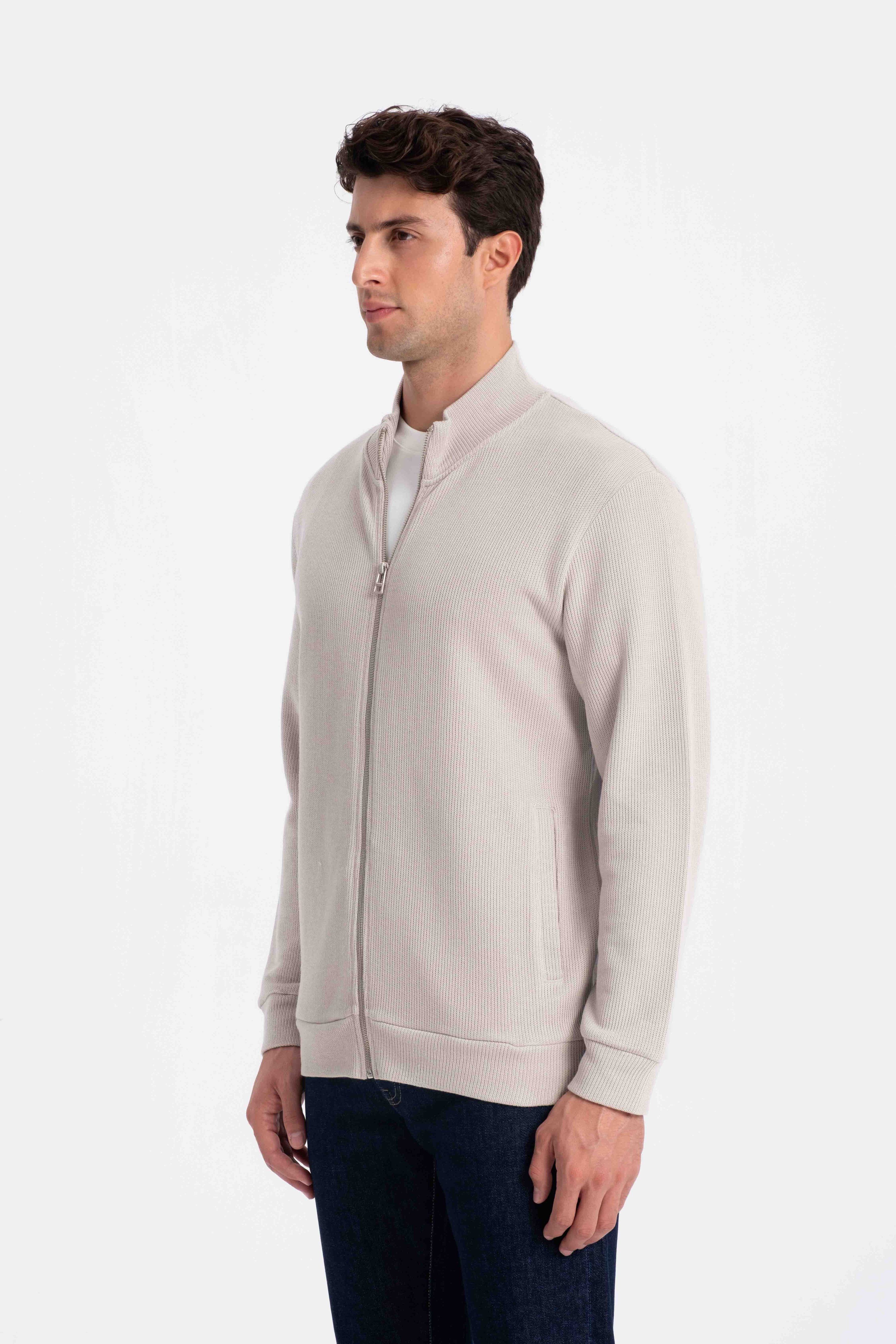 9552 JS DİK YAKA GİPELİ SELANİK HIRKA -R - Color: TAŞ
