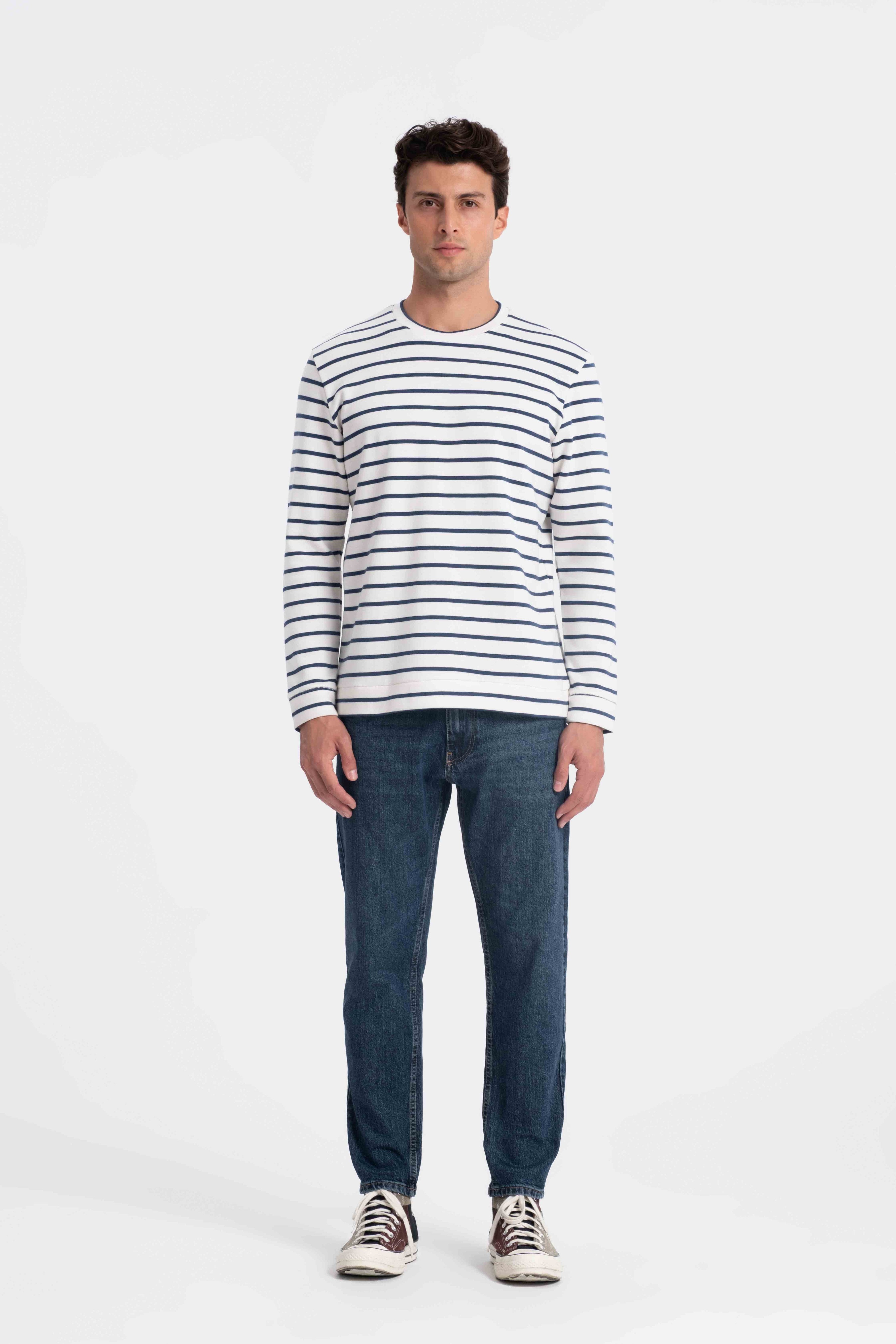 9559 JS 0 YAKA RİNGEL SELANİK SWEAT -R - Color: LACİVERT