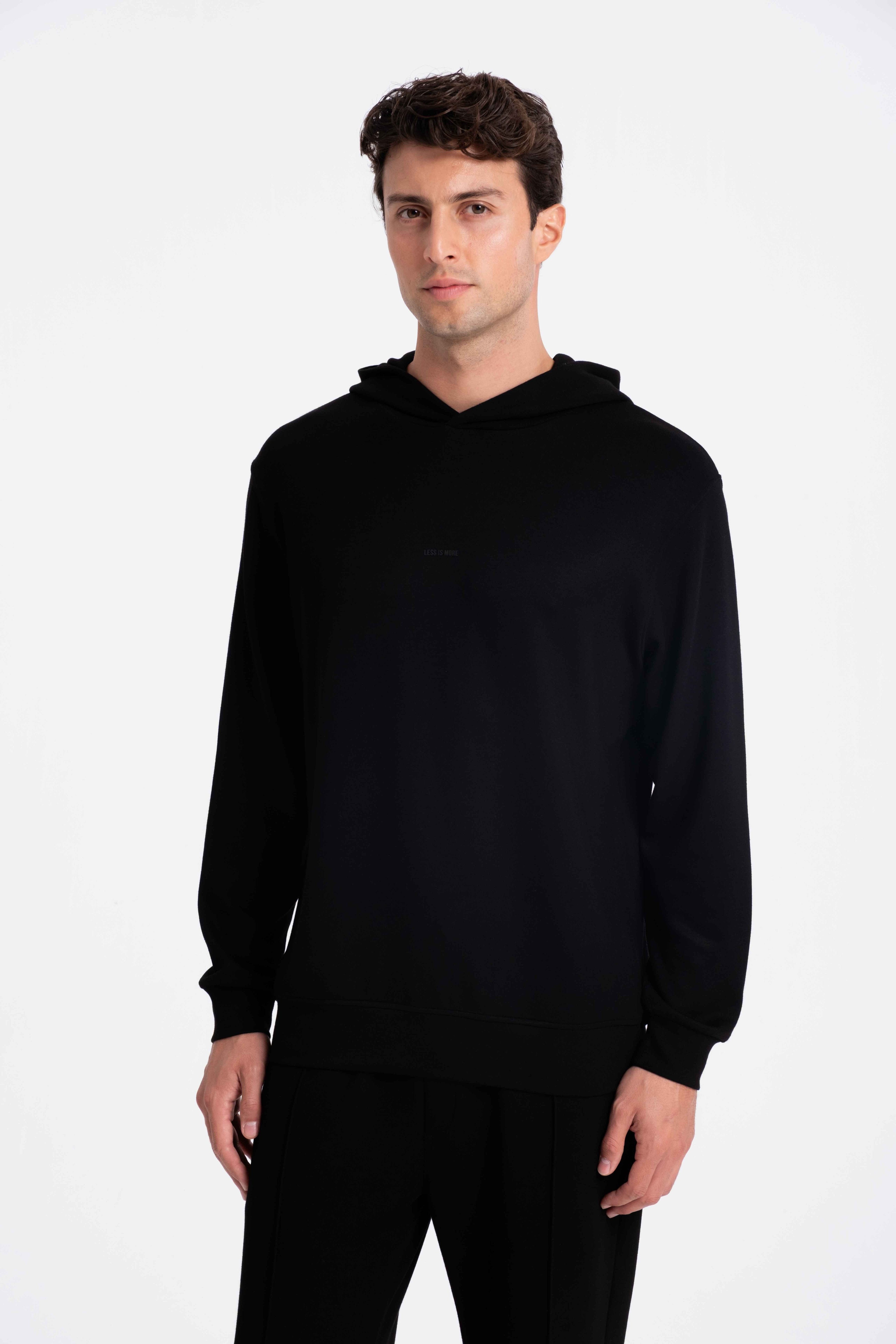 9571 JS KAPŞONLU MODAL SWEAT -R - Color: SİYAH
