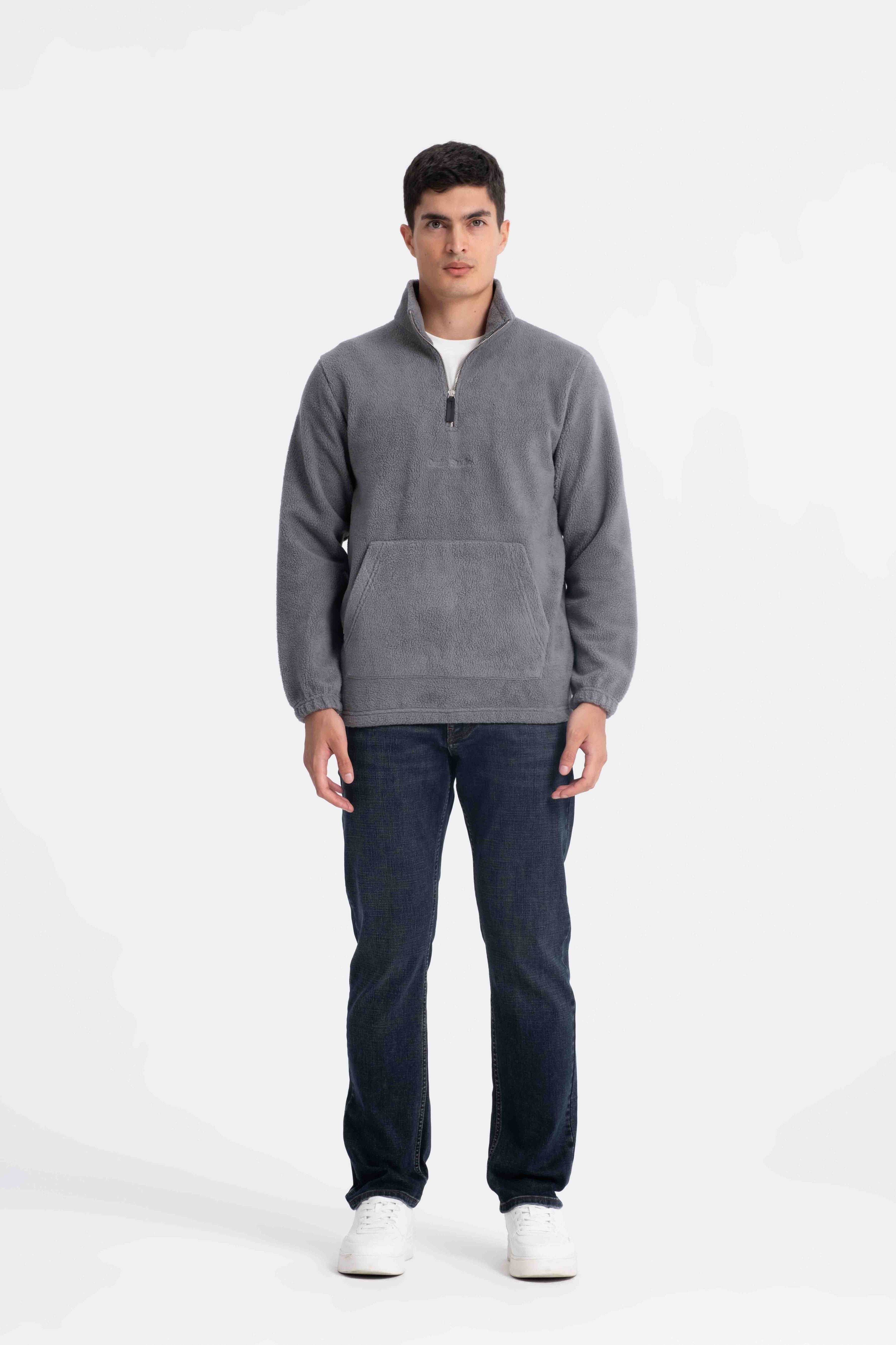 9581 JS DİK YAKA KANGURU İNTERSOFT SWEAT -R - Color: A.HAKI