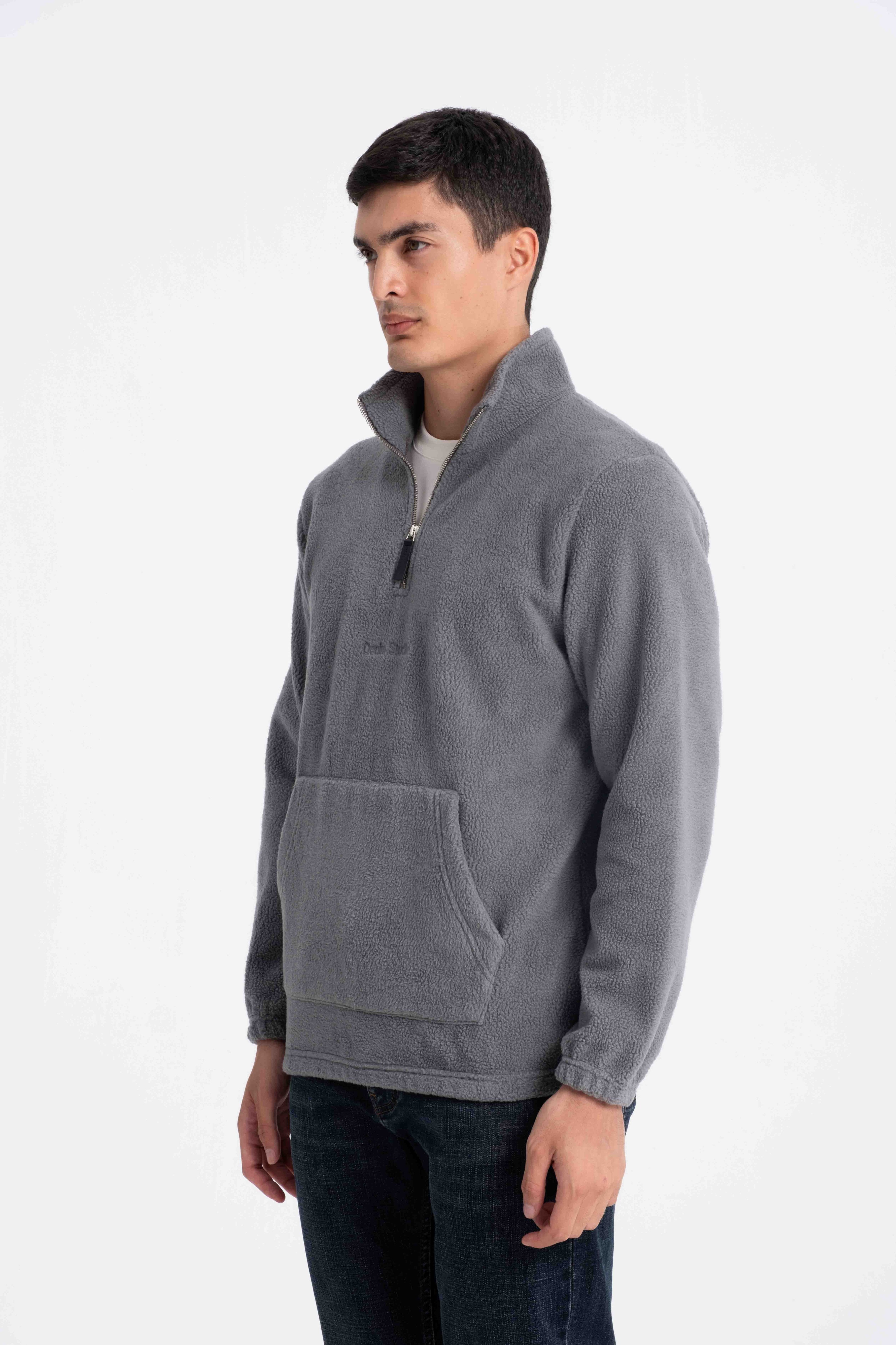 9581 JS DİK YAKA KANGURU İNTERSOFT SWEAT -R - Color: A.HAKI