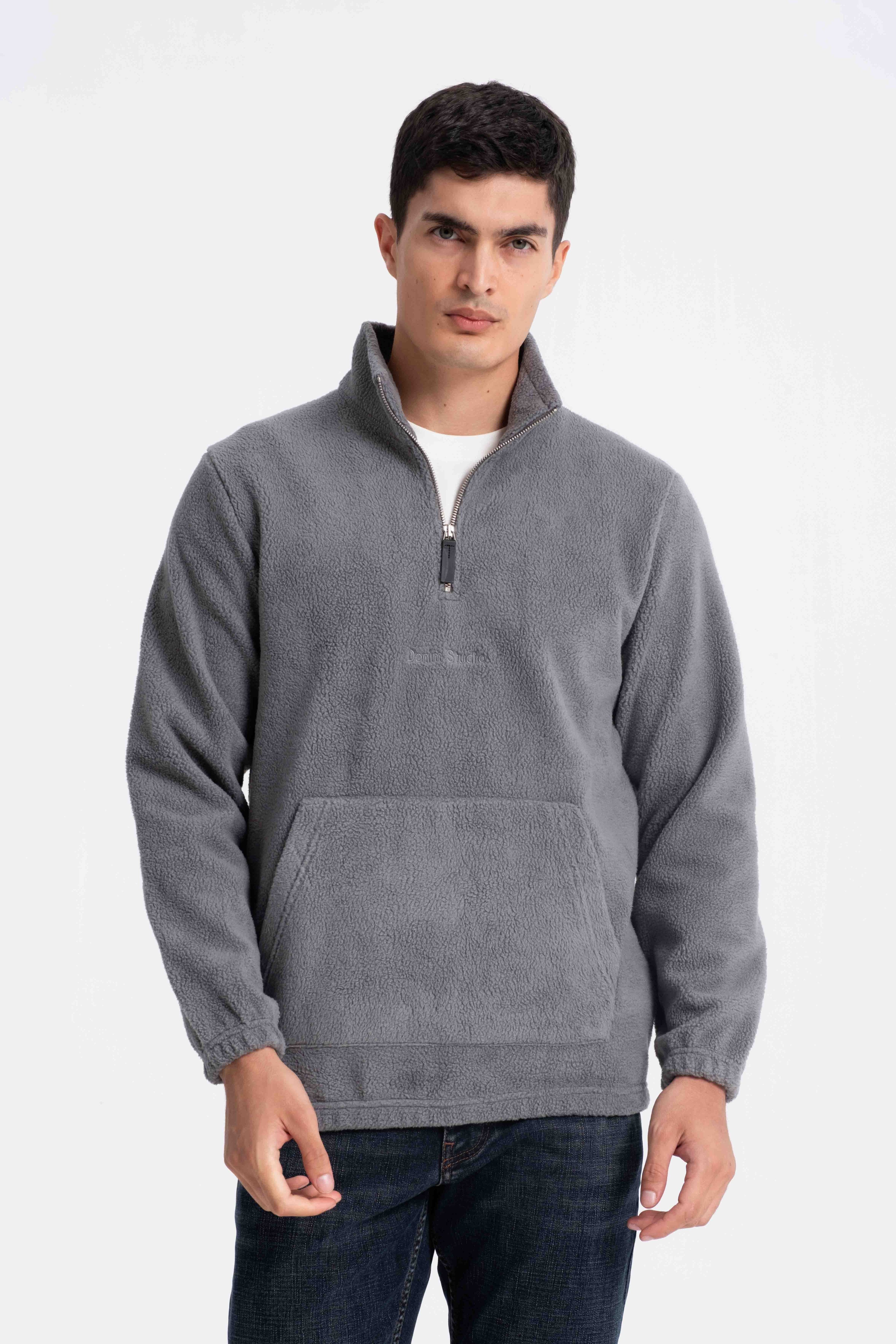 9581 JS DİK YAKA KANGURU İNTERSOFT SWEAT -R - Color: A.HAKI