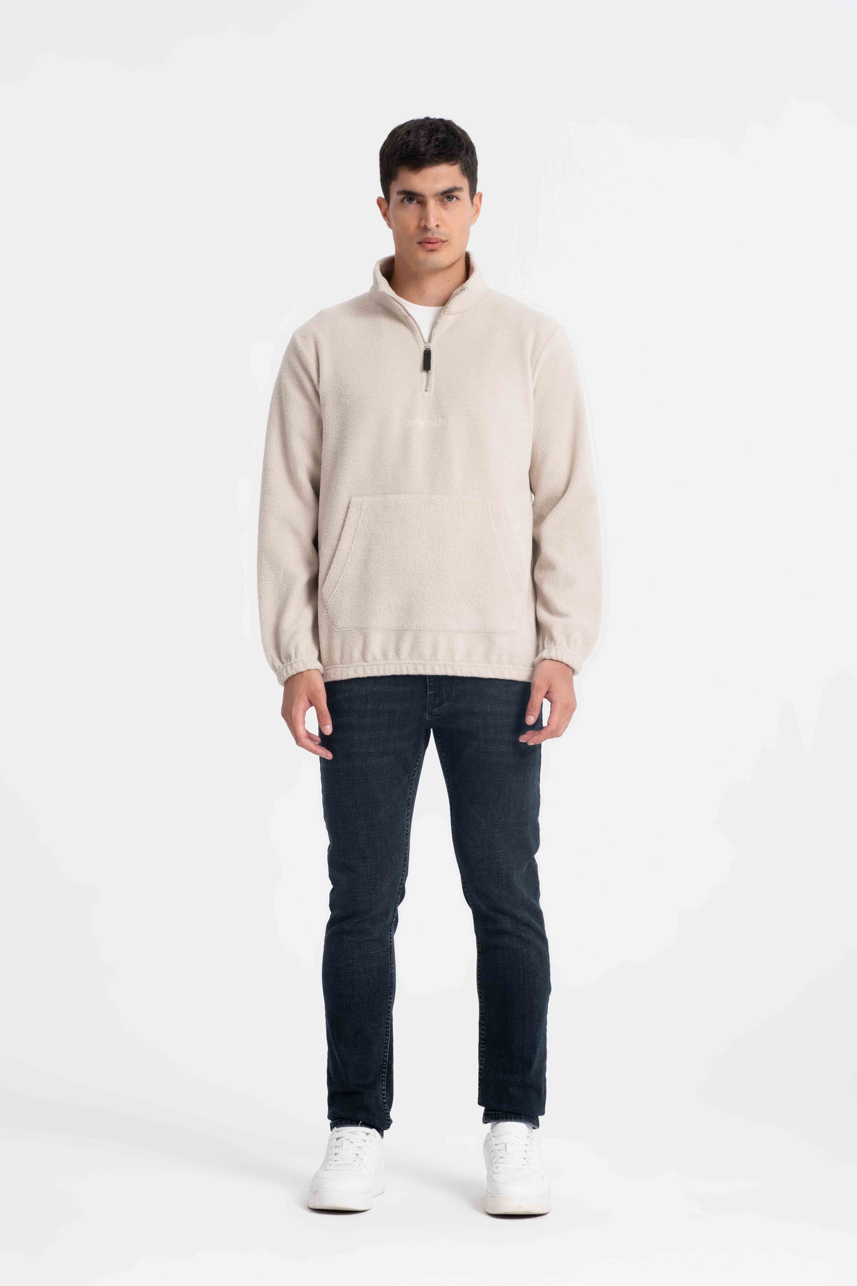 9581 JS DİK YAKA KANGURU İNTERSOFT SWEAT -R - Color: KUM BEJİ