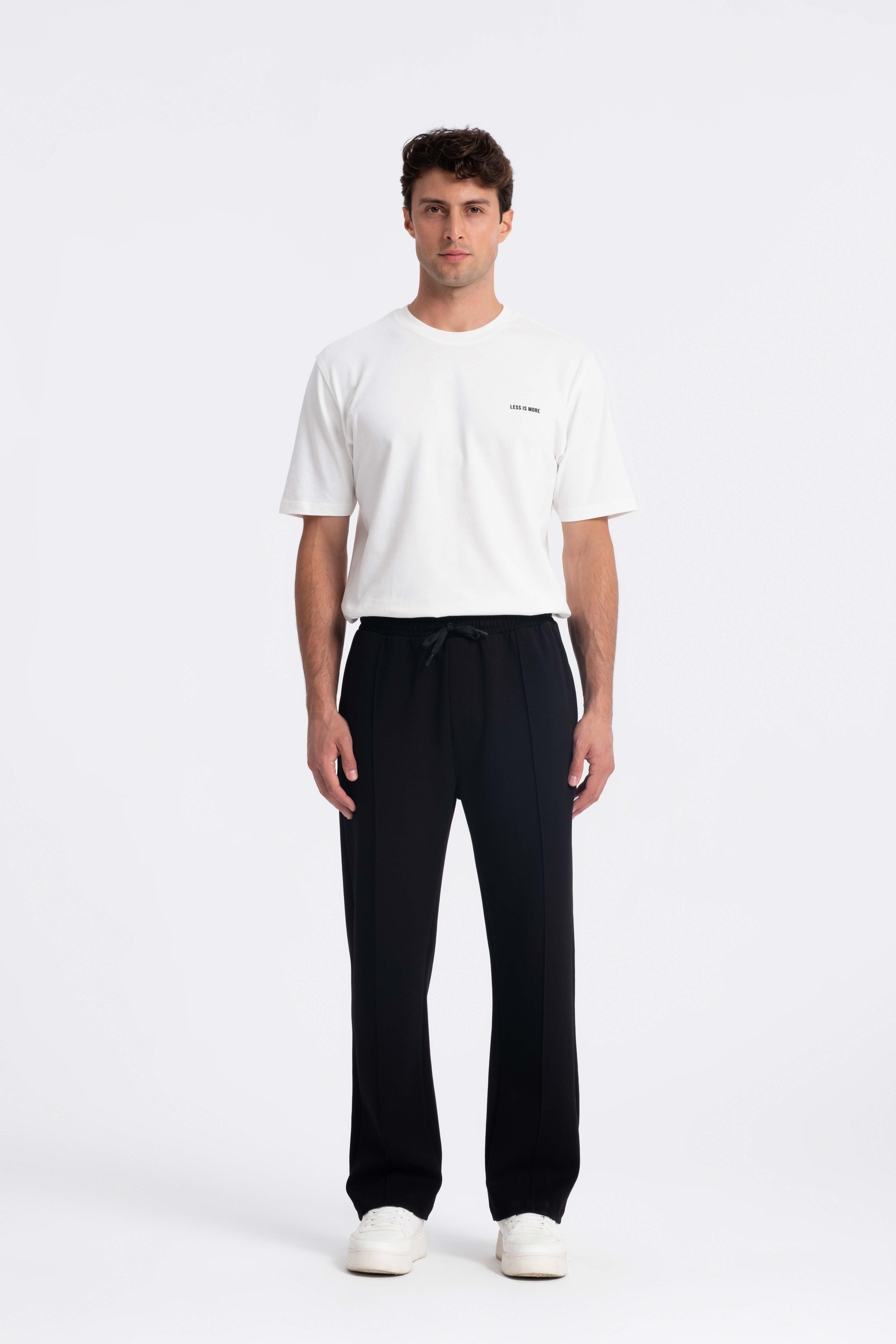 9570 JS DOUBLE FACE BAGGY ÖRME PANT -R - Color: SİYAH