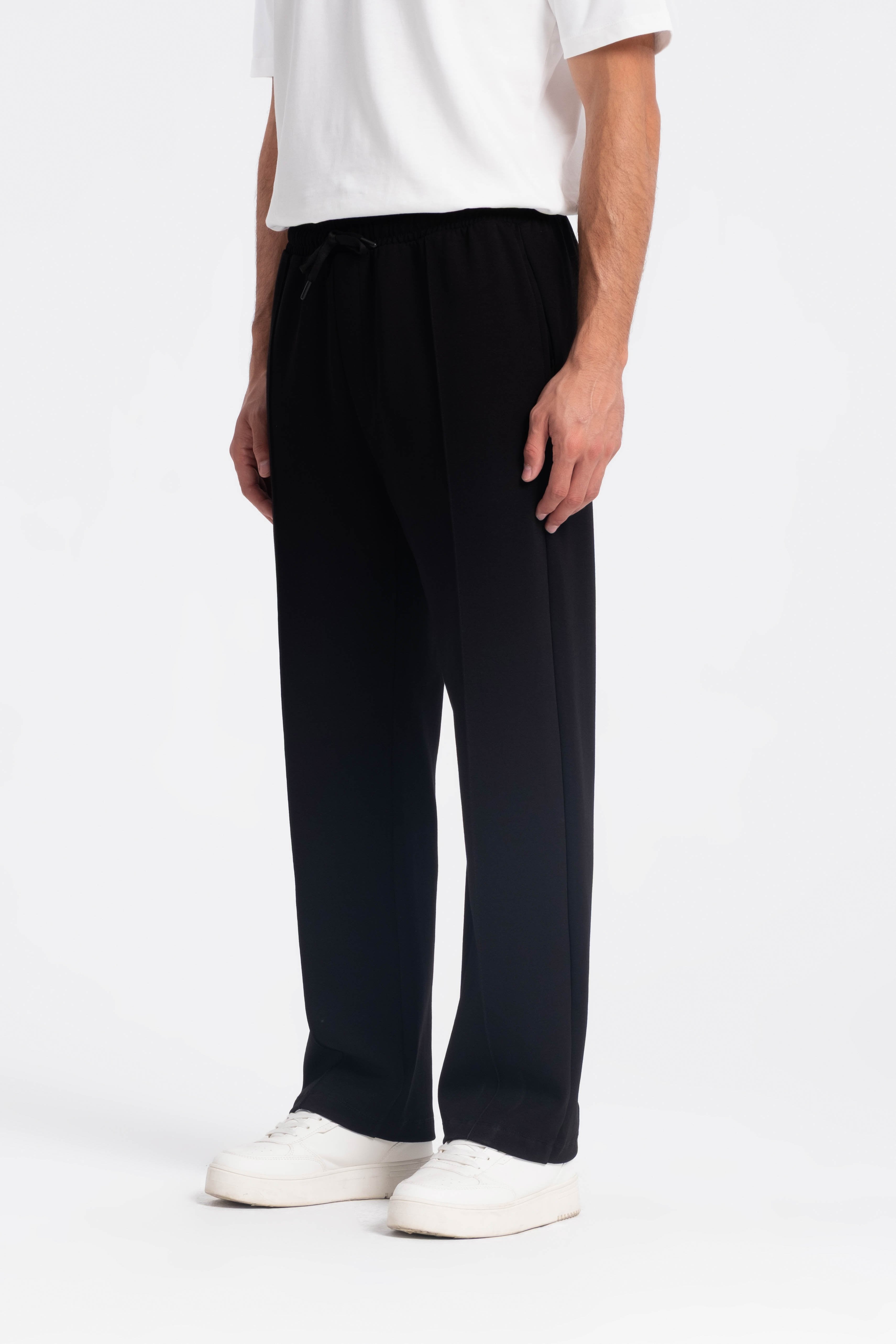 9570 JS DOUBLE FACE BAGGY ÖRME PANT -R - Color: SİYAH