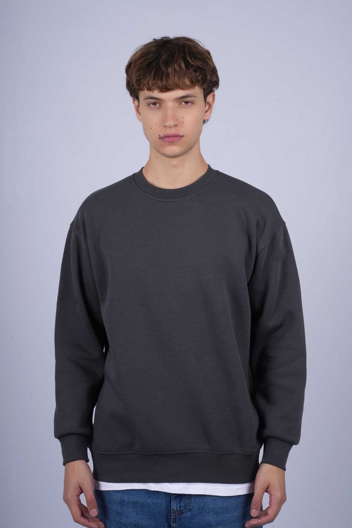 9505 JS 0 YAKA 3 İPLİK SWEAT -R - Color: ANTRASİT