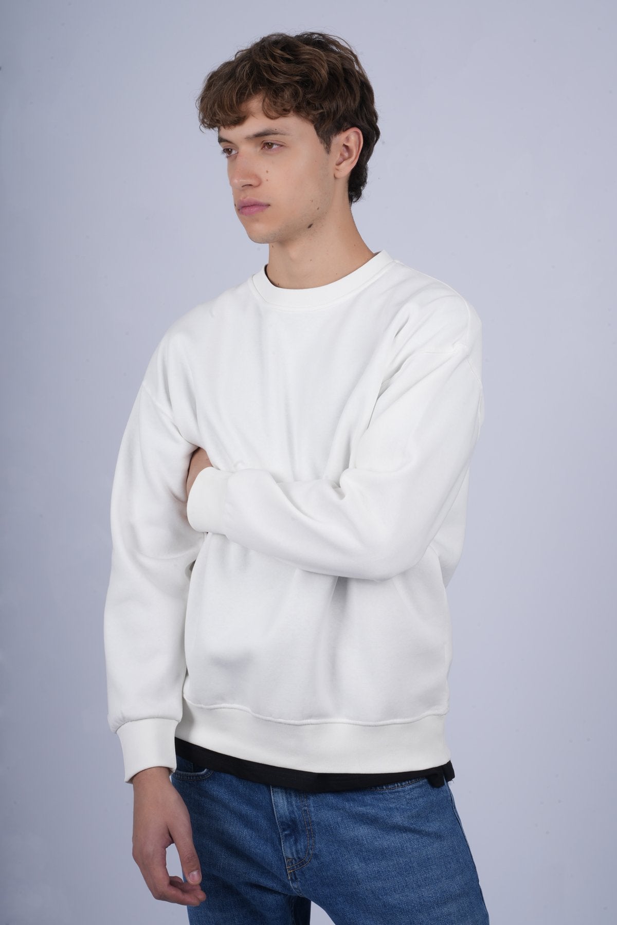9505 JS 0 YAKA 3 İPLİK SWEAT -R - Color: EKRU