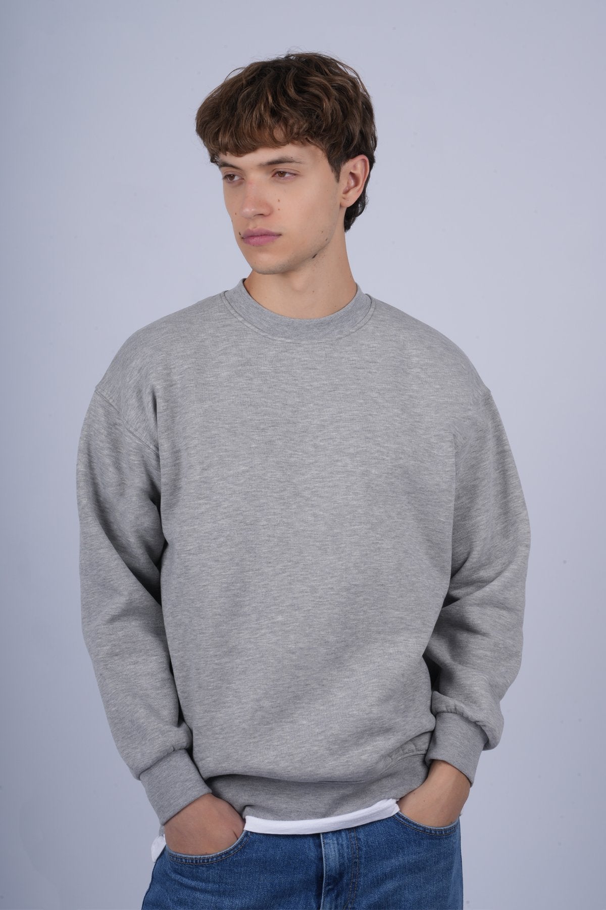 9505 JS 0 YAKA 3 İPLİK SWEAT -WS - Color: GRİ MELANJ