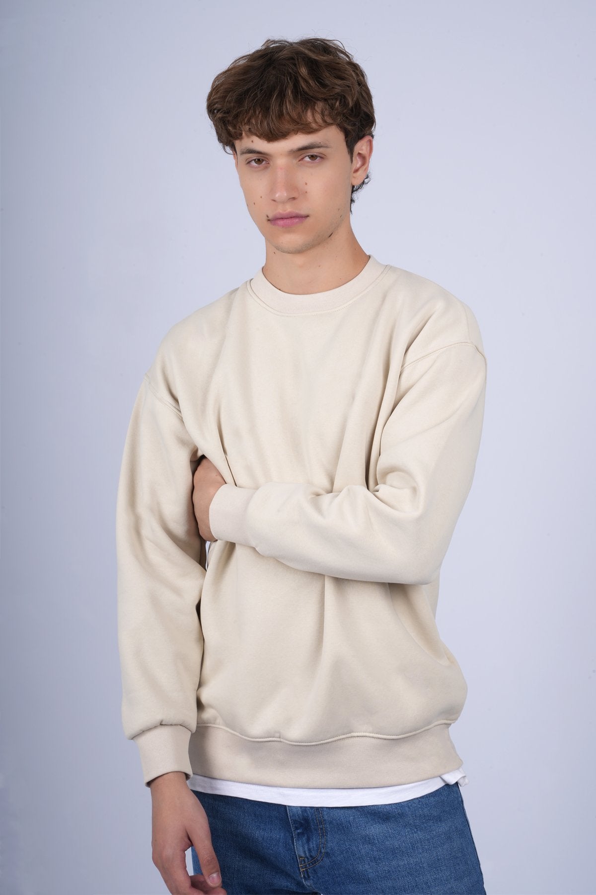 9505 JS 0 YAKA 3 İPLİK SWEAT -R - Color: KREM