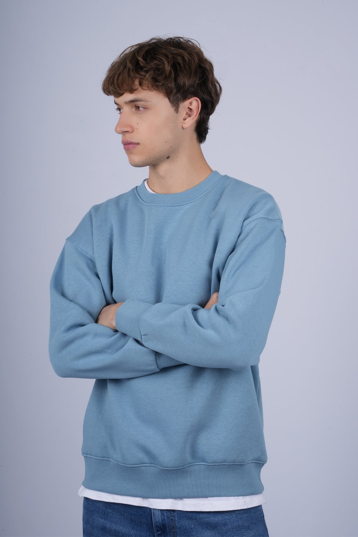 9505 JS 0 YAKA 3 İPLİK SWEAT -R - Color: S MAVİ
