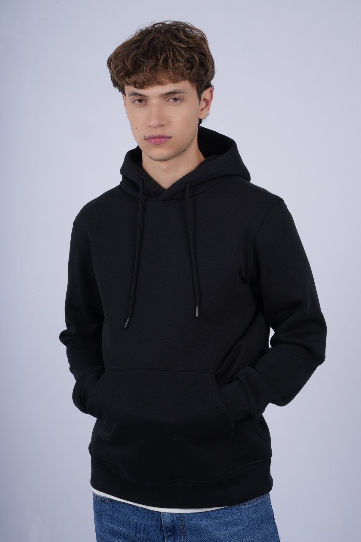 9506 JS KAPŞONLU 3 İPLİK SWEAT -R - Color: SİYAH