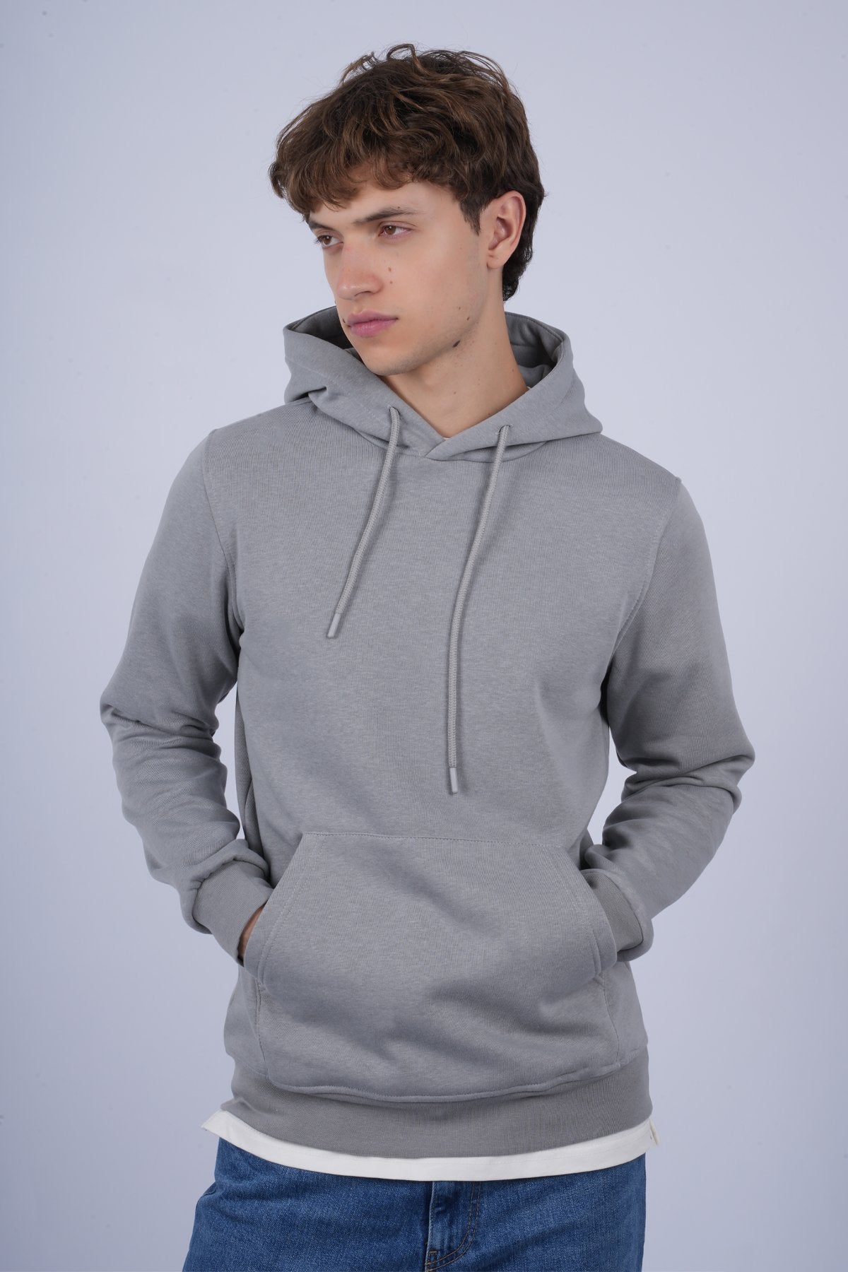 9506 JS KAPŞONLU 3 İPLİK SWEAT -R - Color: GRİ
