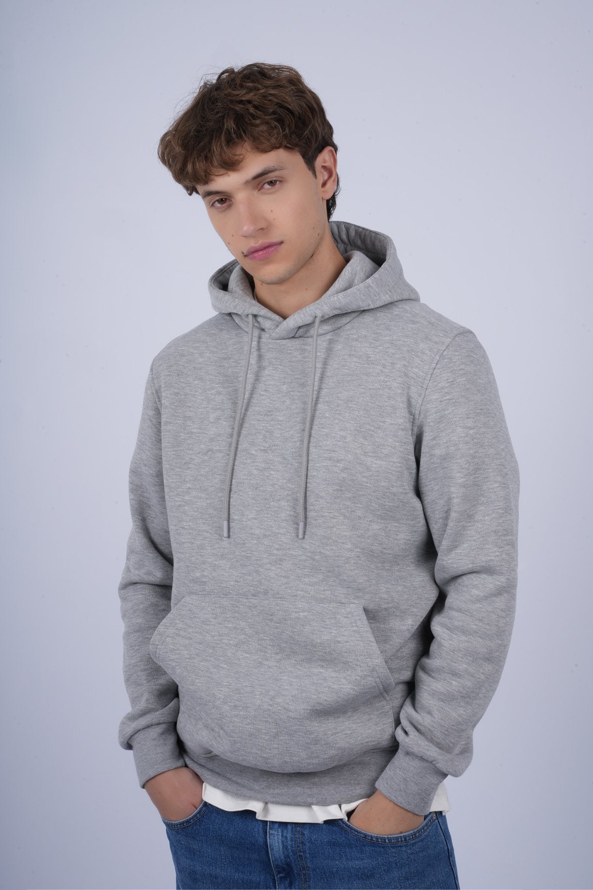 9506 JS KAPŞONLU 3 İPLİK SWEAT -R - Color: GRİ MELANJ