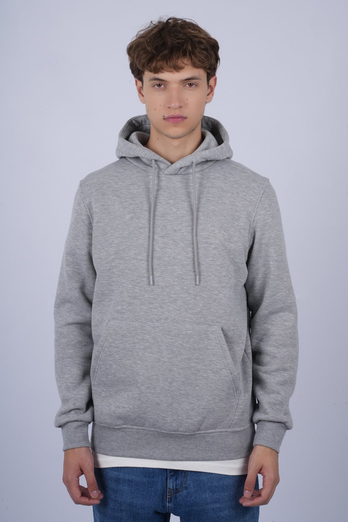 9506 JS KAPŞONLU 3 İPLİK SWEAT -R - Color: GRİ MELANJ