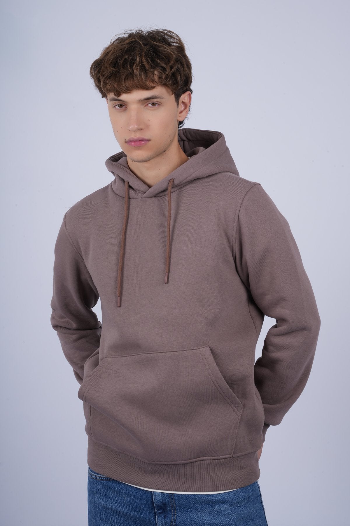 9506 JS KAPŞONLU 3 İPLİK SWEAT -R - Color: TOPRAK