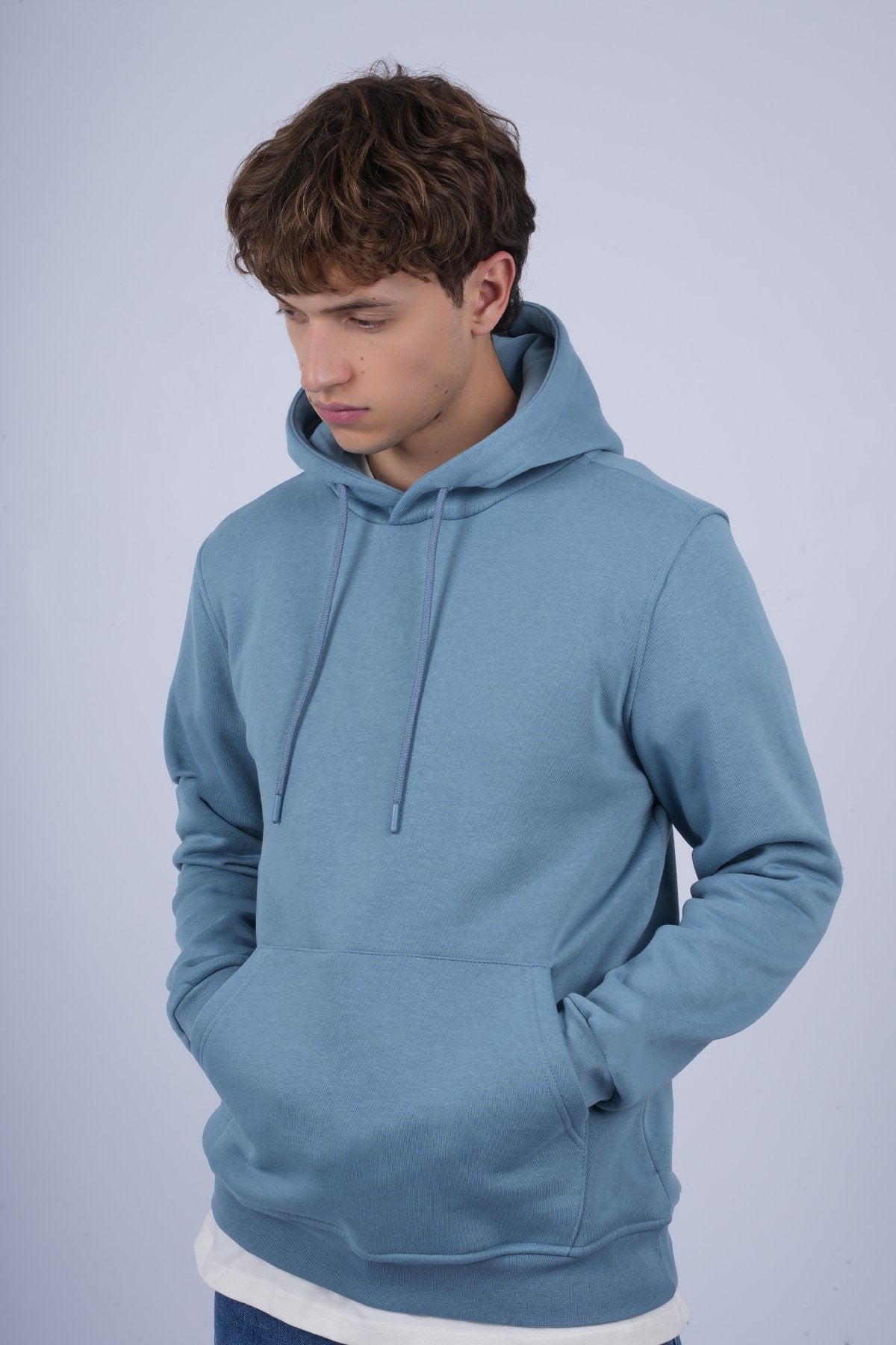 9506 JS KAPŞONLU 3 İPLİK SWEAT -R - Color: S MAVİ