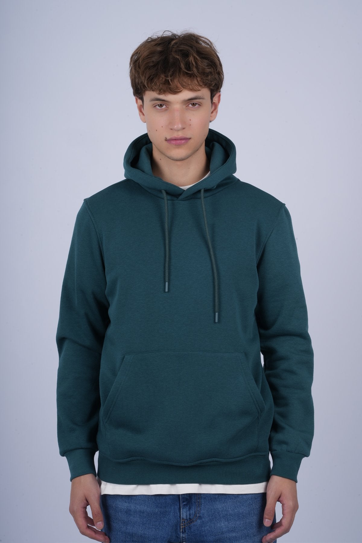9506 JS KAPŞONLU 3 İPLİK SWEAT -R - Color: PETROL
