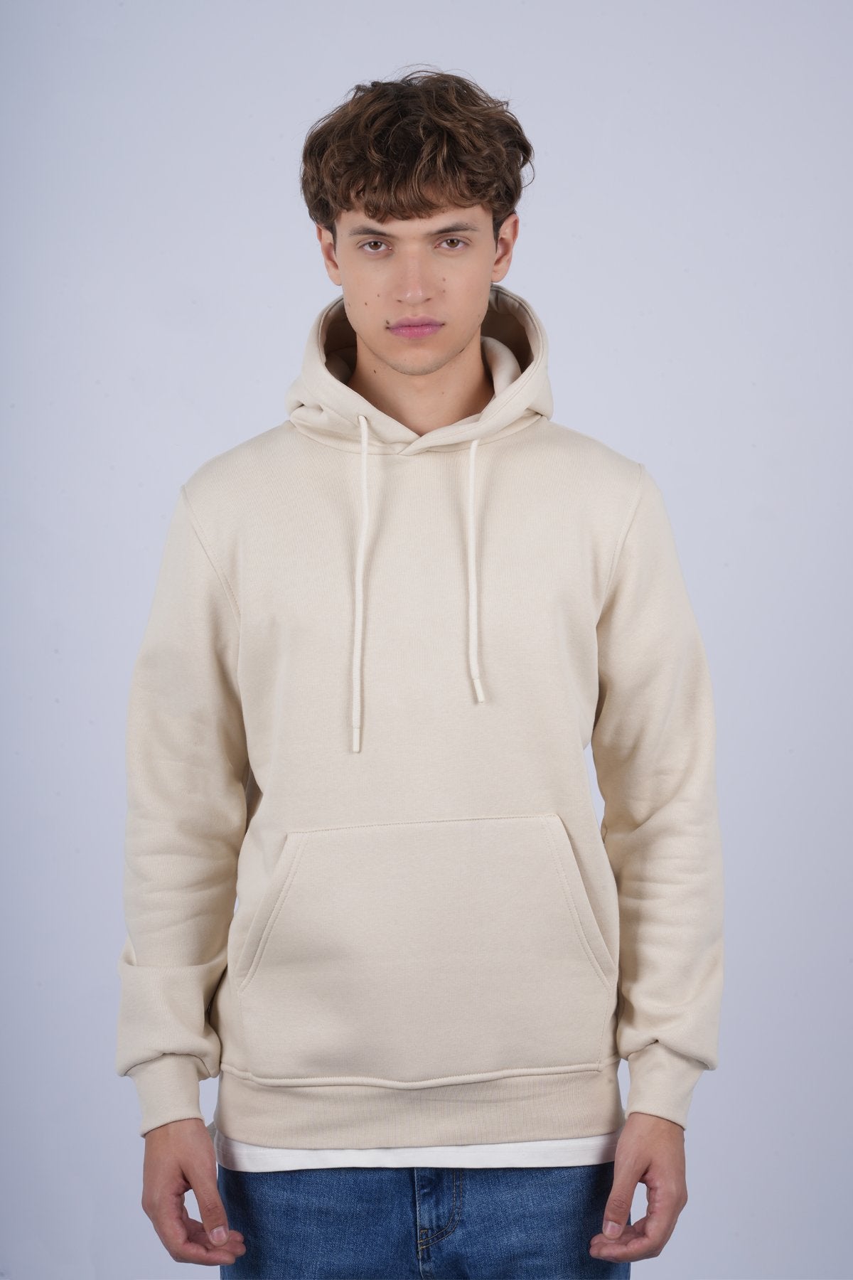 9506 JS KAPŞONLU 3 İPLİK SWEAT -R - Color: KREM