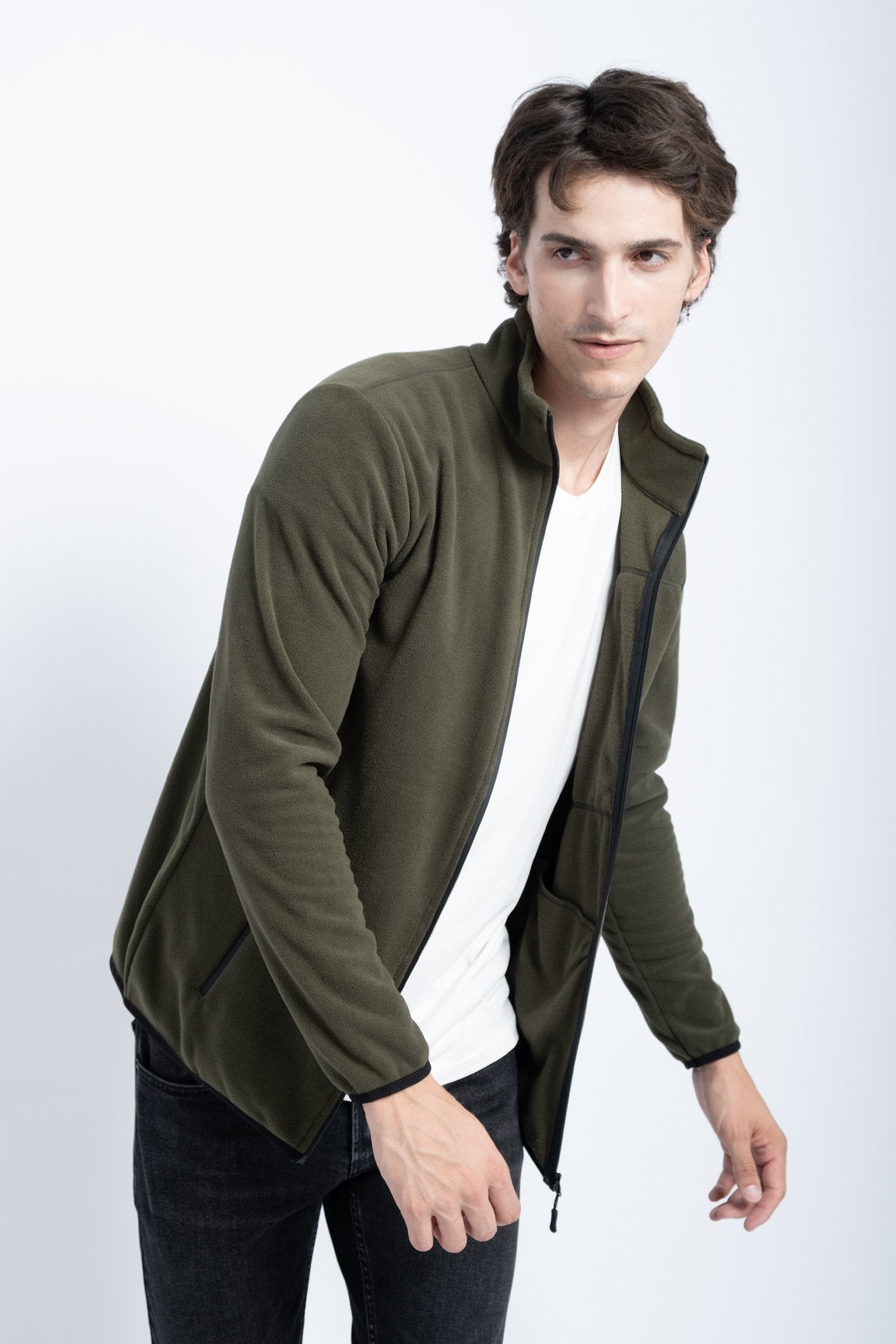 9501 JS DİK YAKA POLAR HIRKA -R - Color: HAKİ
