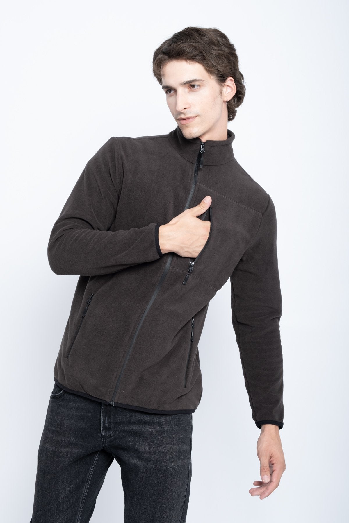 9501 JS DİK YAKA POLAR HIRKA -R - Color: ANTRASİT