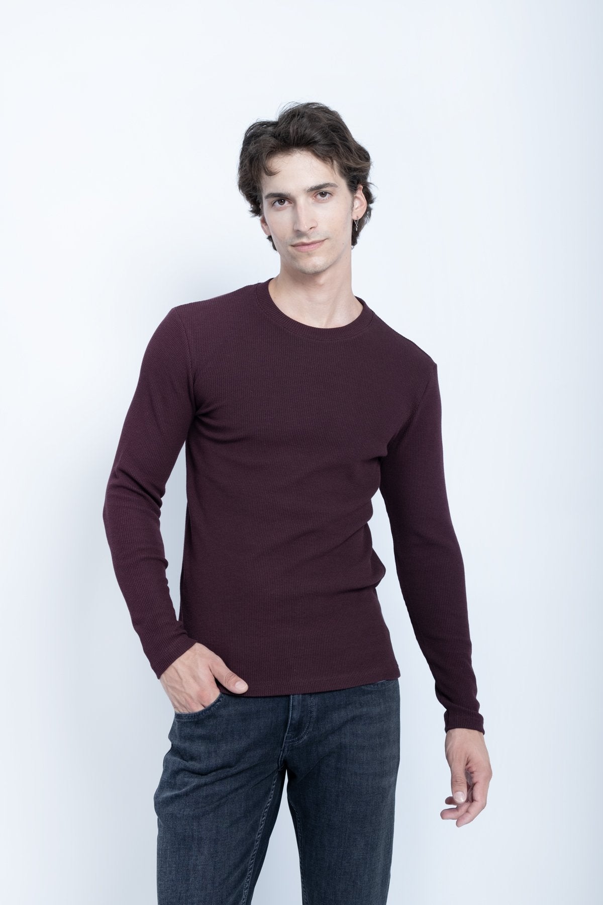 9511 JS 0 YAKA BASİC WAFFLE -R - Color: VİŞNE