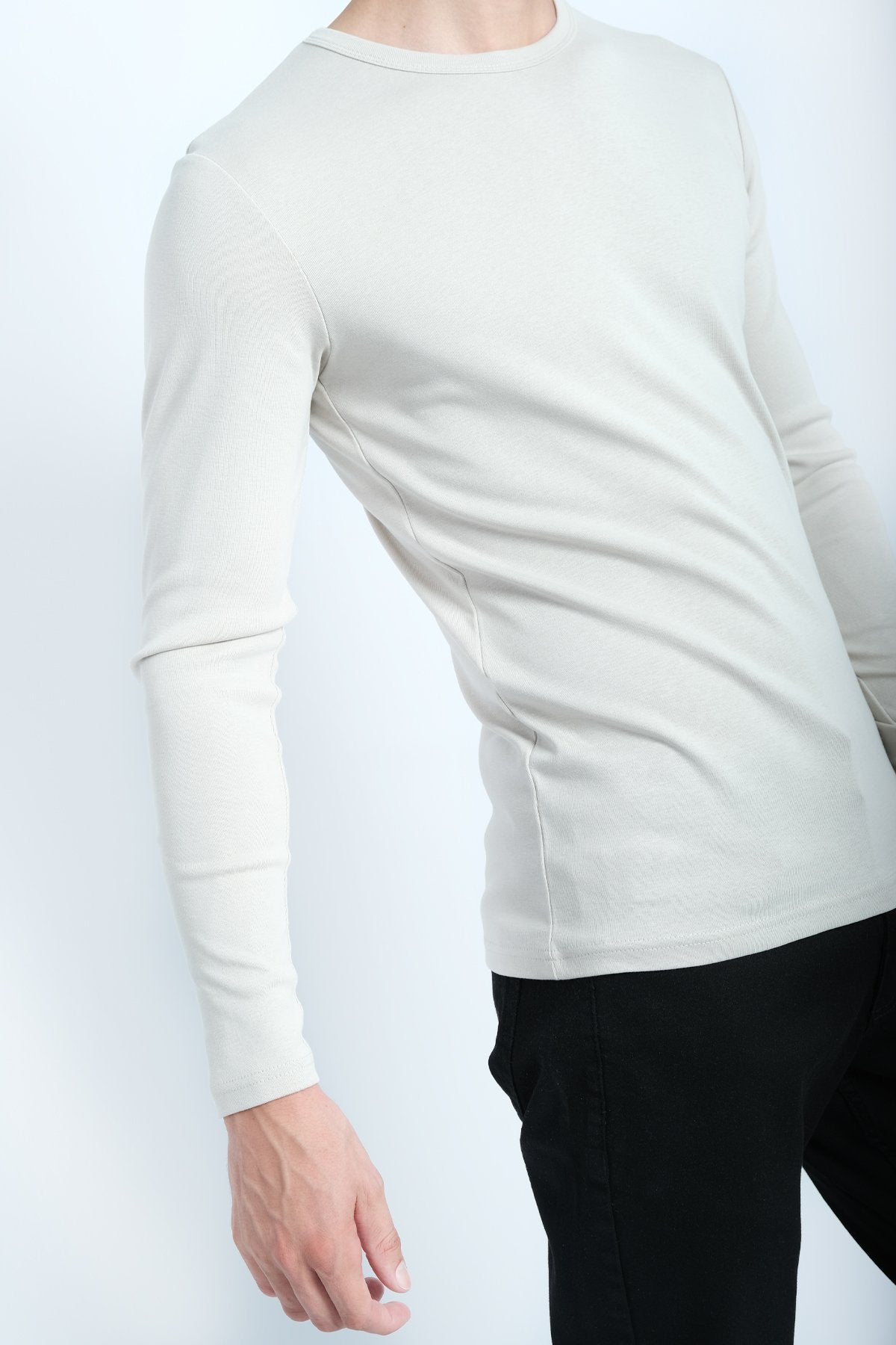 9529 JS 0 YAKA BASİC RİBANA SWEAT -R - Color: TAŞ
