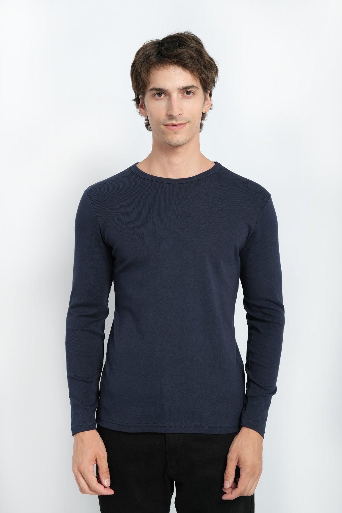9529 JS 0 YAKA BASİC RİBANA SWEAT -R - Color: INDIGO