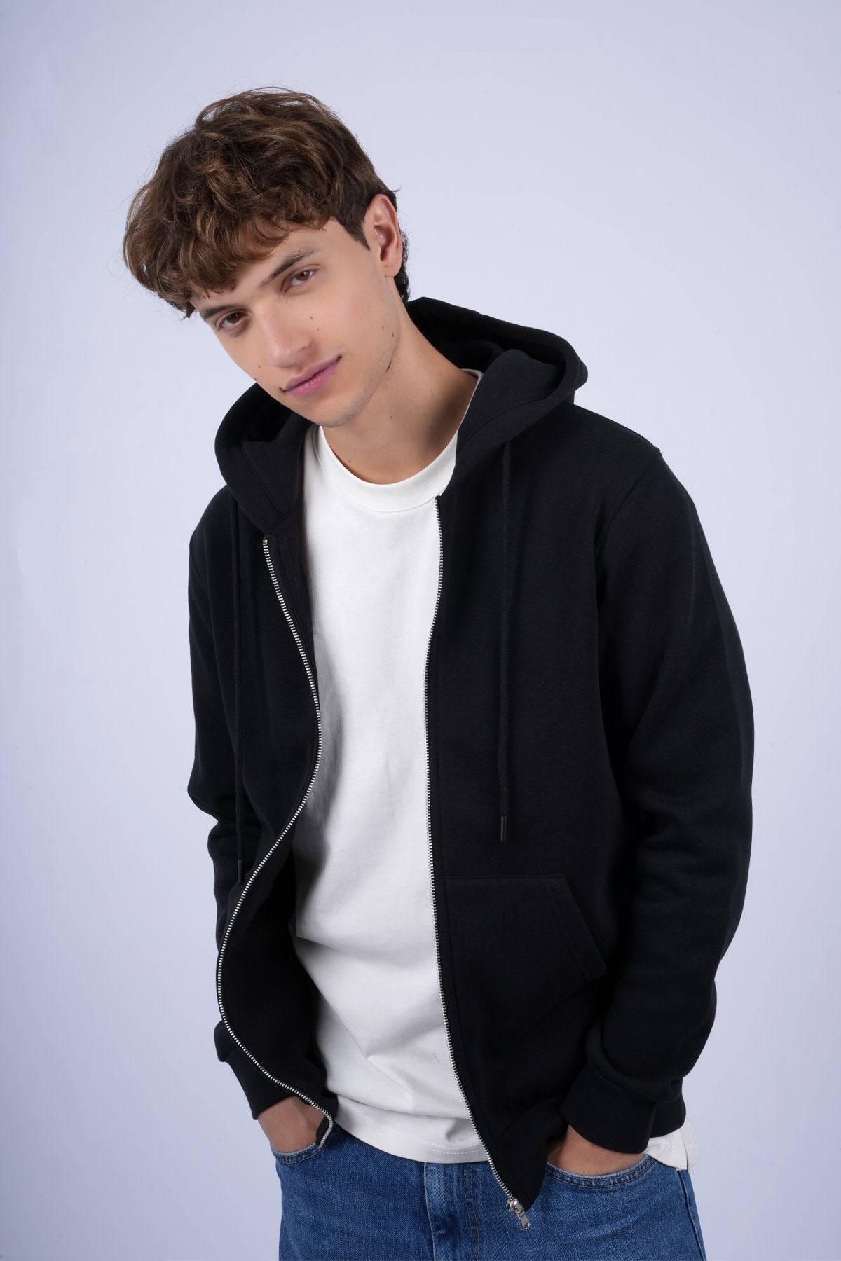 9508 JS KAPŞONLU HIRKA 3 İPLİK BASİC -R - Color: SİYAH