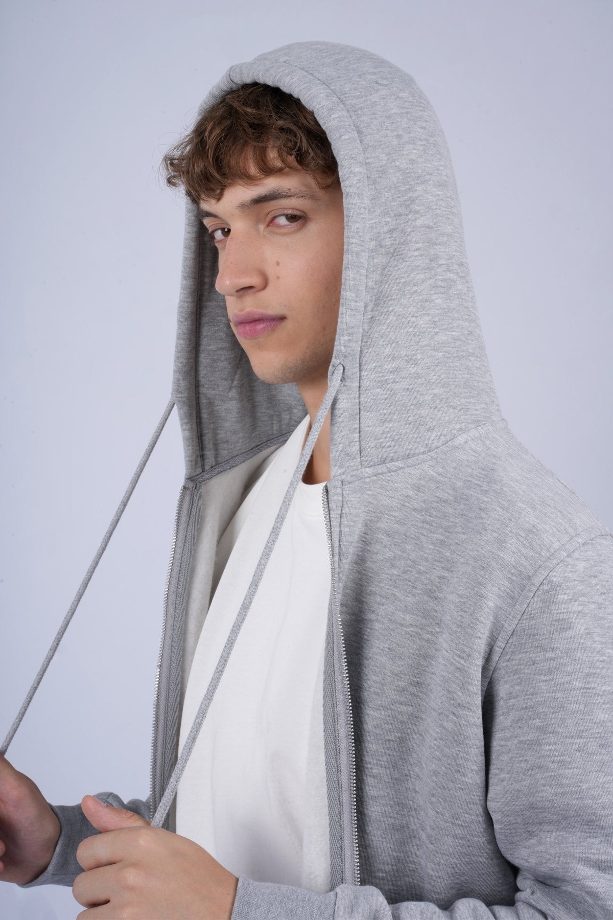 9508 JS KAPŞONLU HIRKA 3 İPLİK BASİC -WS - Color: GRİ MELANJ