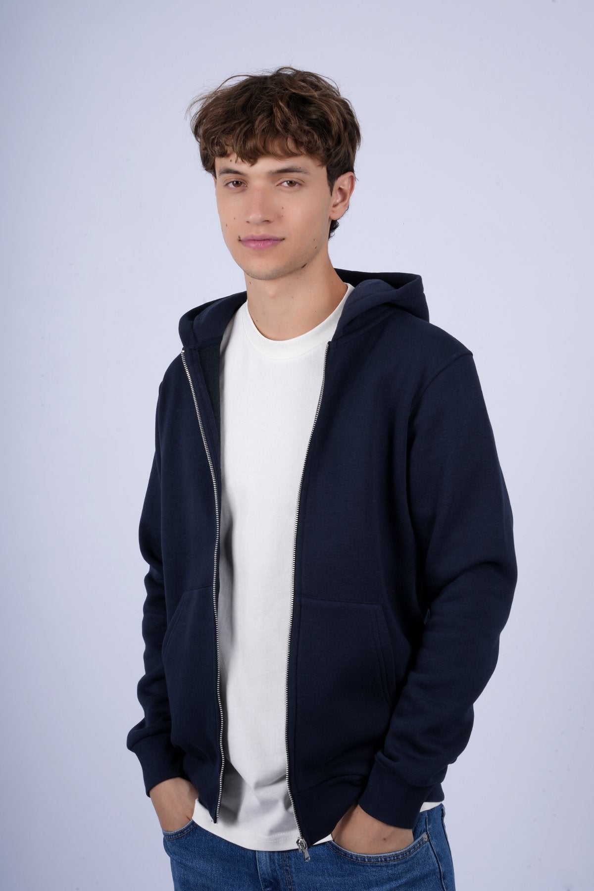 9508 JS KAPŞONLU HIRKA 3 İPLİK BASİC -WS - Color: LACİVERT