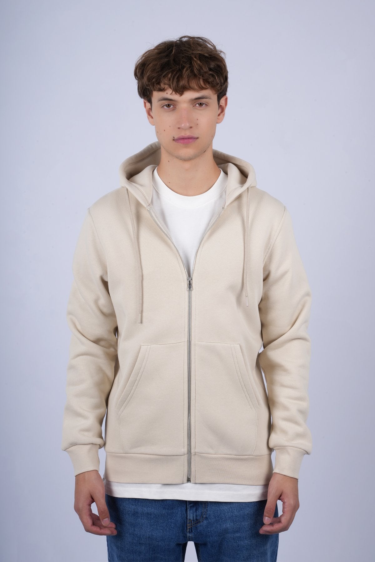 9508 JS KAPŞONLU HIRKA 3 İPLİK BASİC -R - Color: KREM