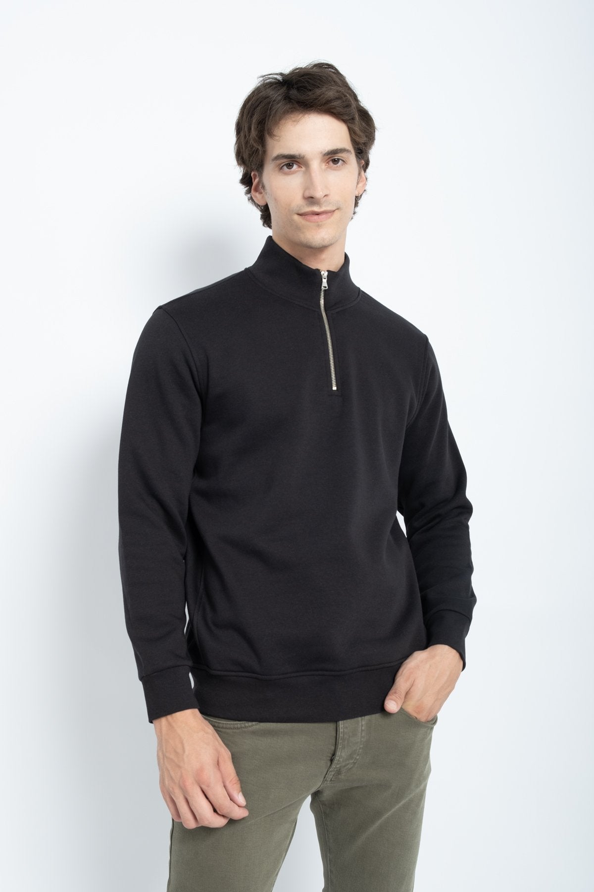 9509 JS DİK YAKA 3 İPLİK METAL FERMUAR -R - Color: SİYAH