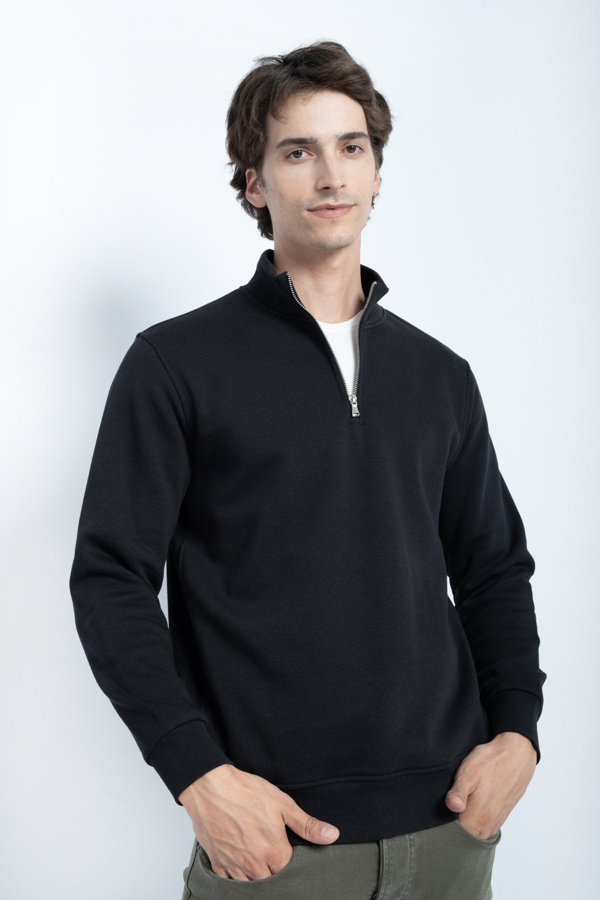 9509 JS DİK YAKA 3 İPLİK METAL FERMUAR -R - Color: SİYAH