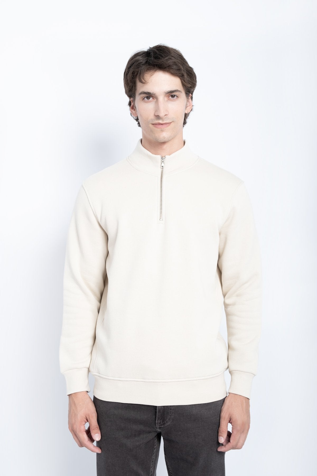 9509 JS DİK YAKA 3 İPLİK METAL FERMUAR -R - Color: KREM