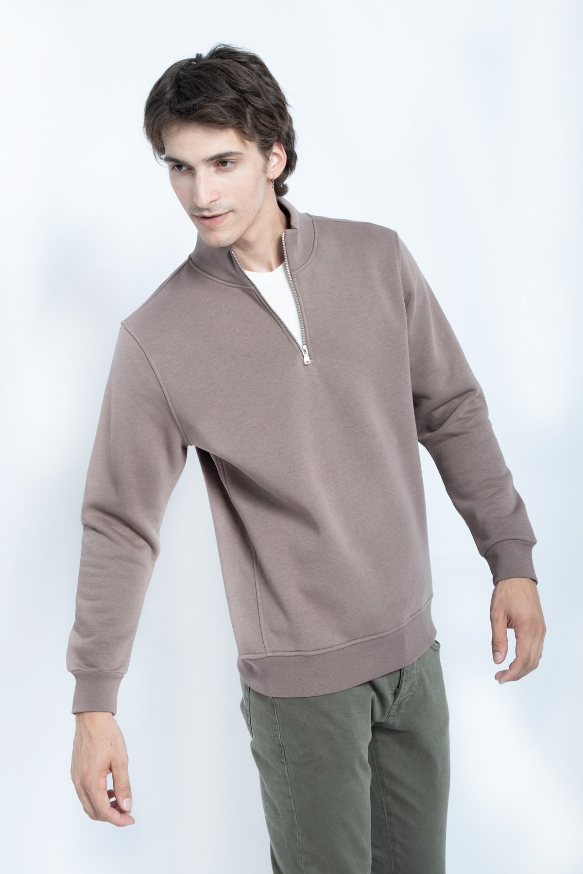 9509 JS DİK YAKA 3 İPLİK METAL FERMUAR -R - Color: TOPRAK