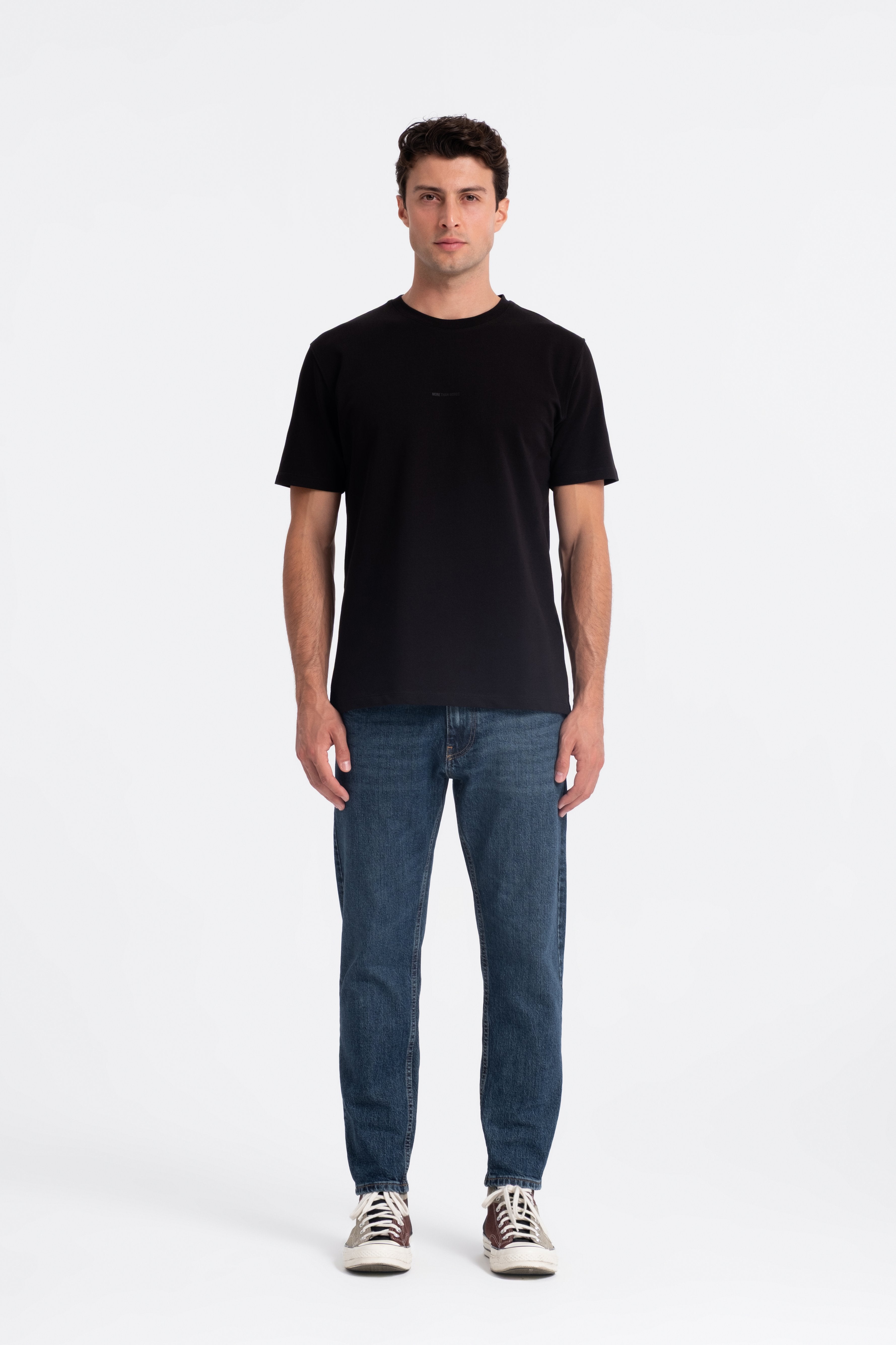 9577 JS 0 YAKA 2 İPLİK T SHİRT -WS - Color: SİYAH