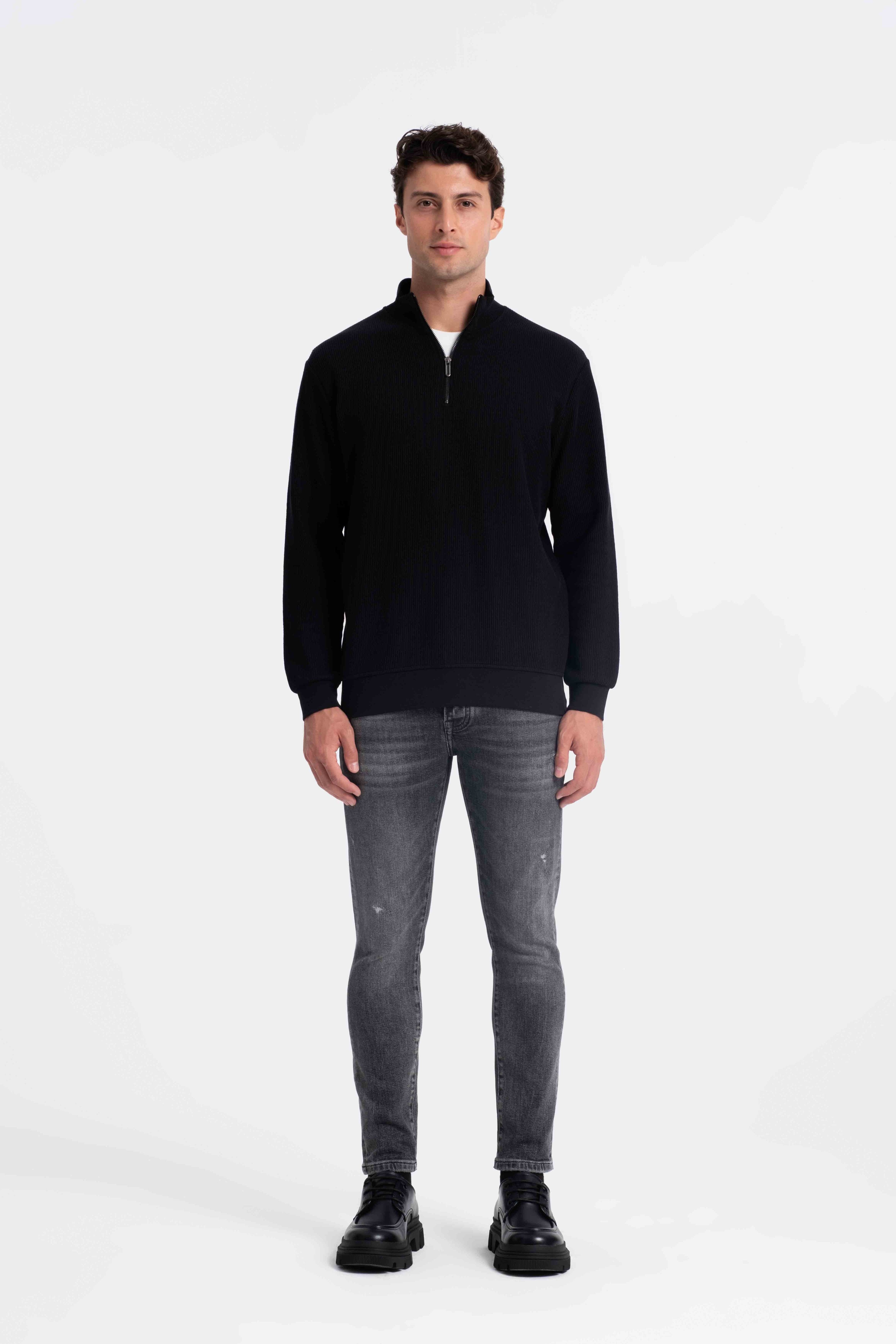 9517 JS DİK YAKA RP SELANİK SWEAT -R - Color: SİYAH