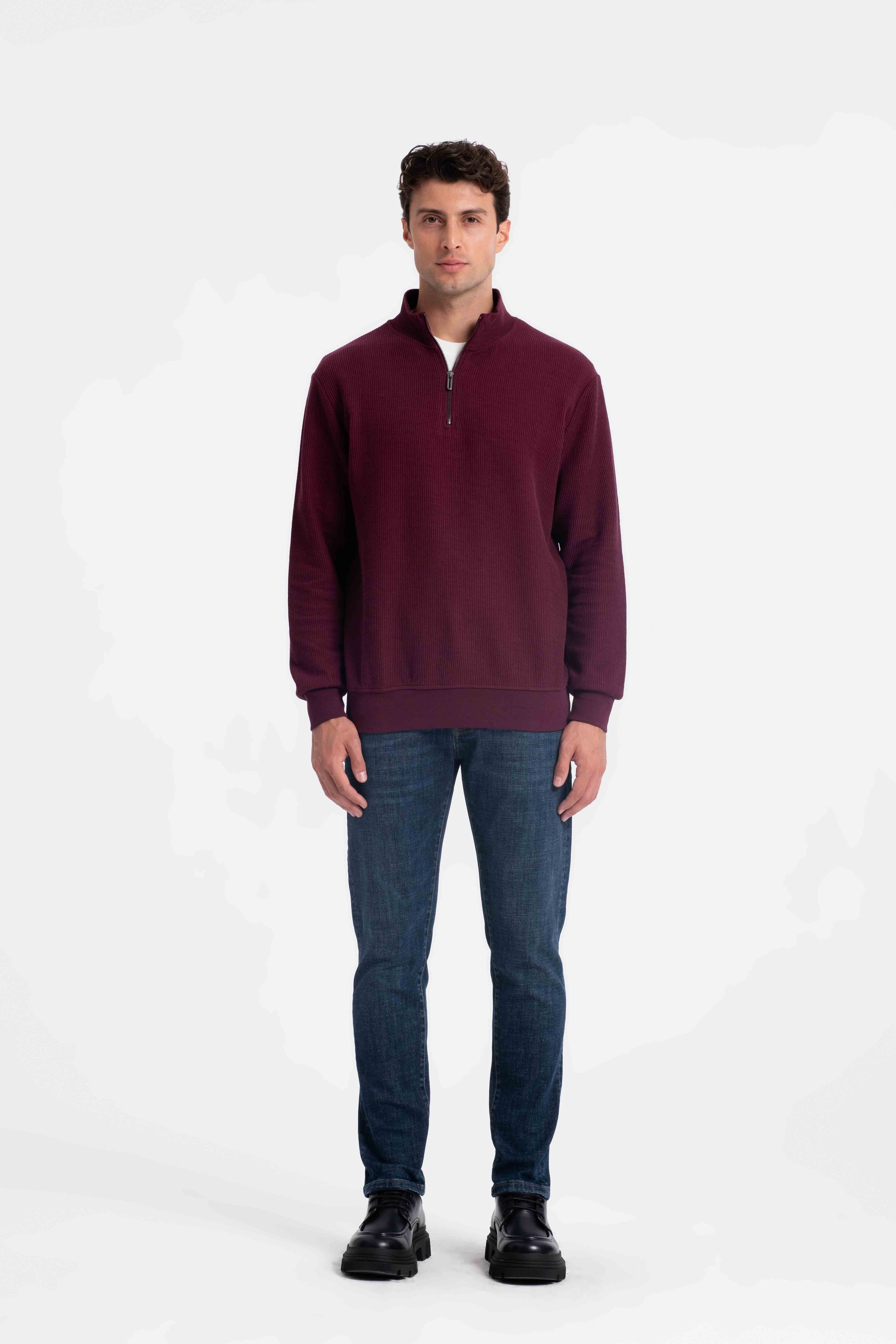 9517 JS DİK YAKA RP SELANİK SWEAT -R - Color: VİŞNE