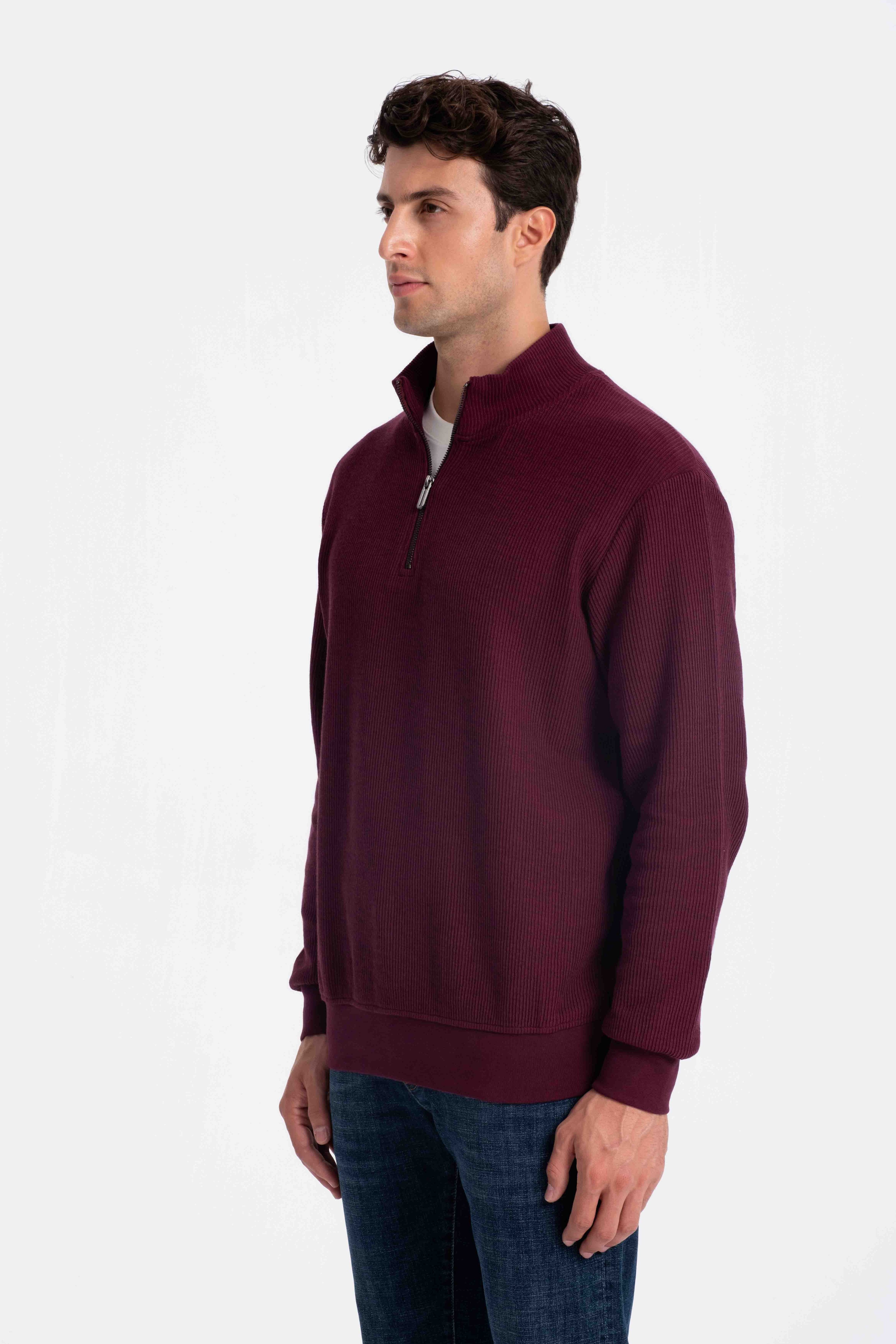 9517 JS DİK YAKA RP SELANİK SWEAT -R - Color: VİŞNE