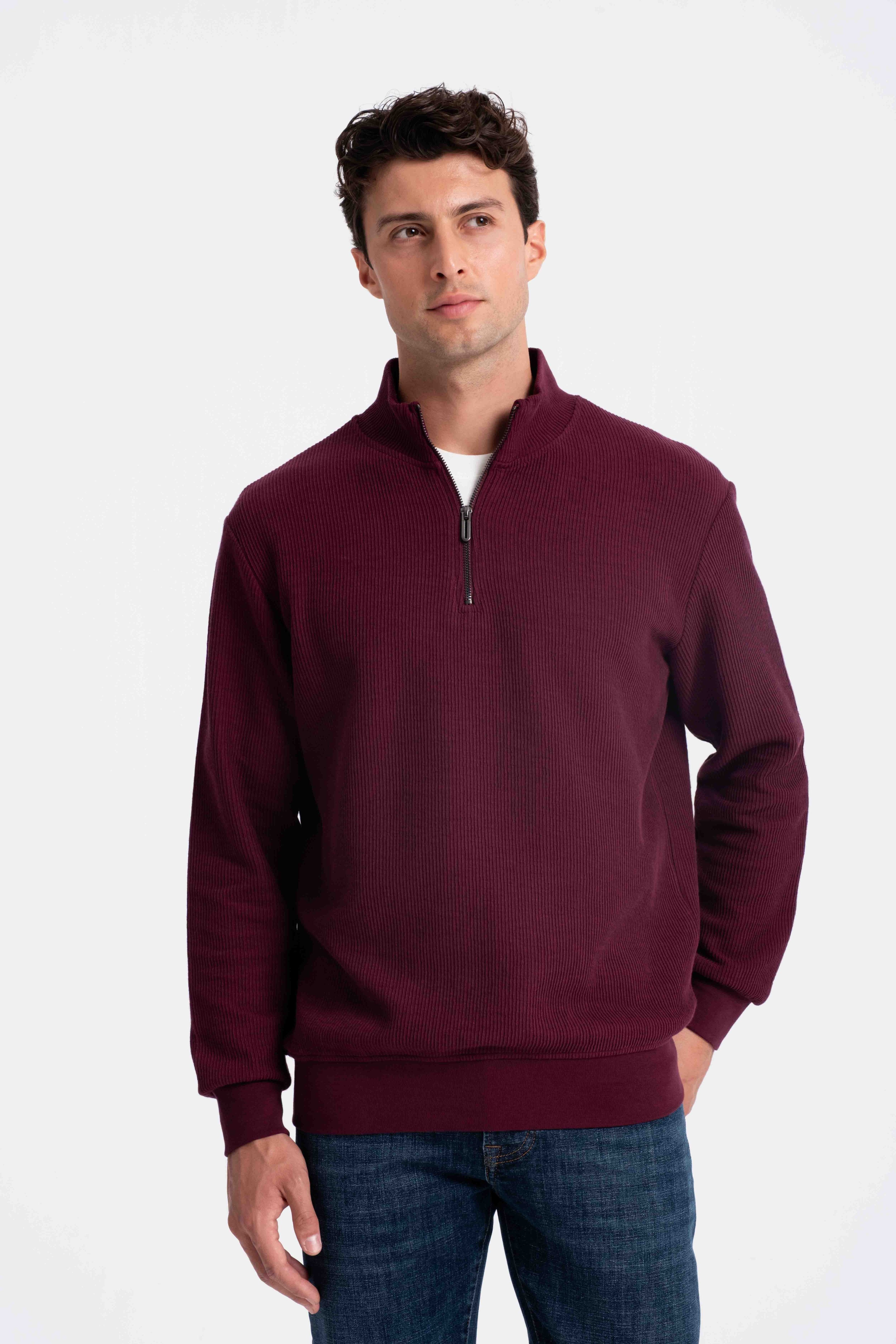 9517 JS DİK YAKA RP SELANİK SWEAT -R - Color: VİŞNE