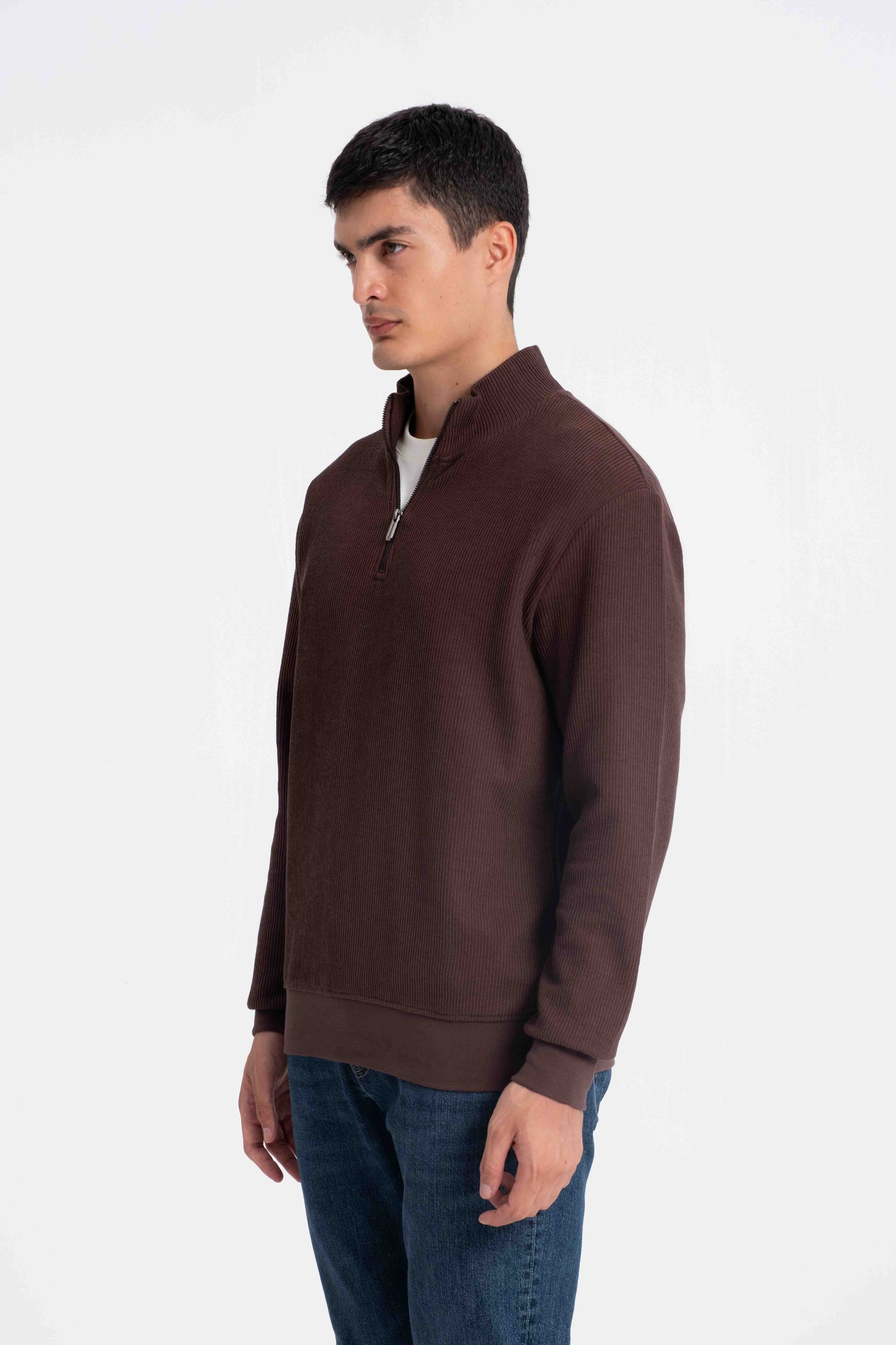 9517 JS DİK YAKA RP SELANİK SWEAT -R - Color: KAHVE