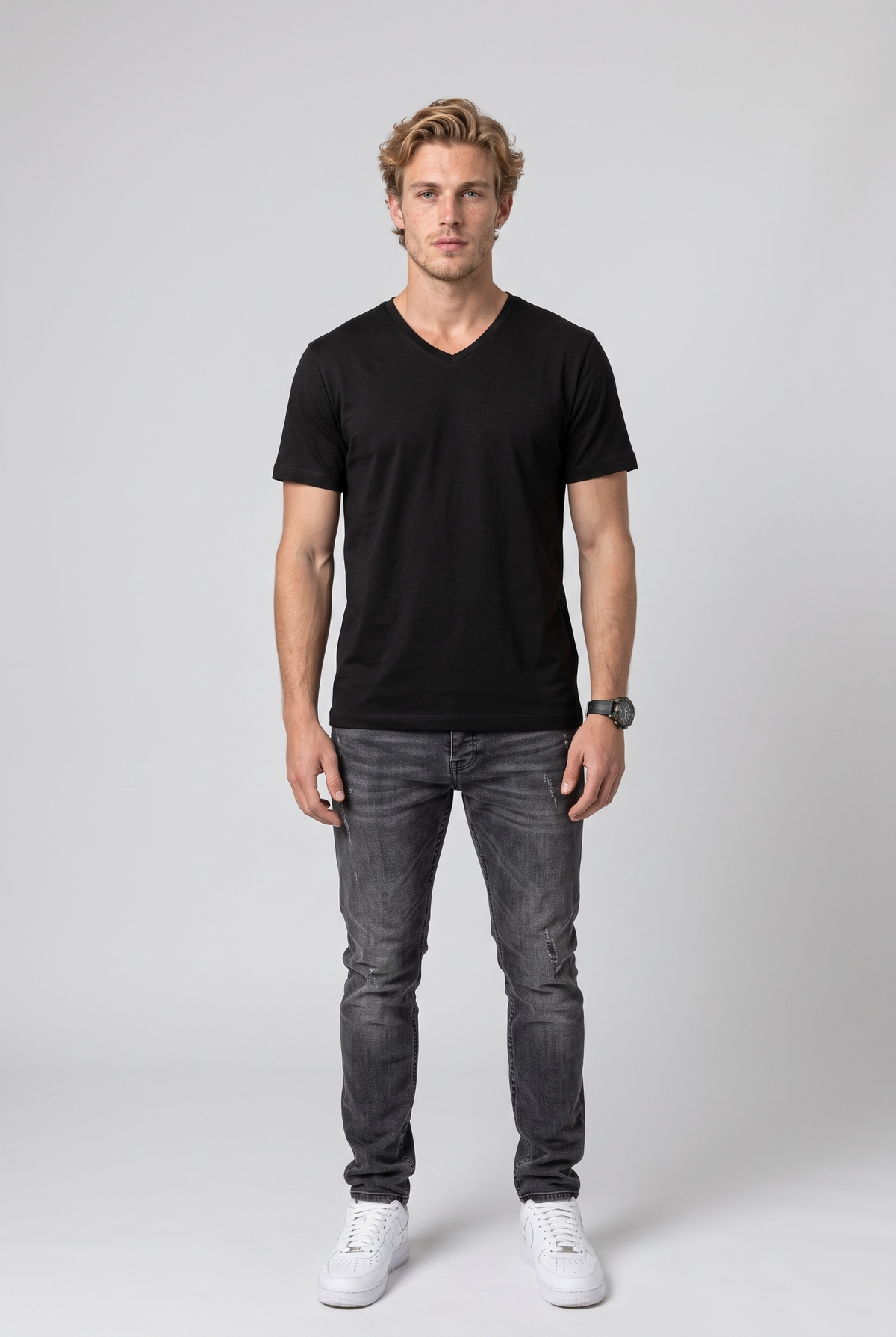 V Yaka Basic Lyc Süprem T-Shirt (6247)
